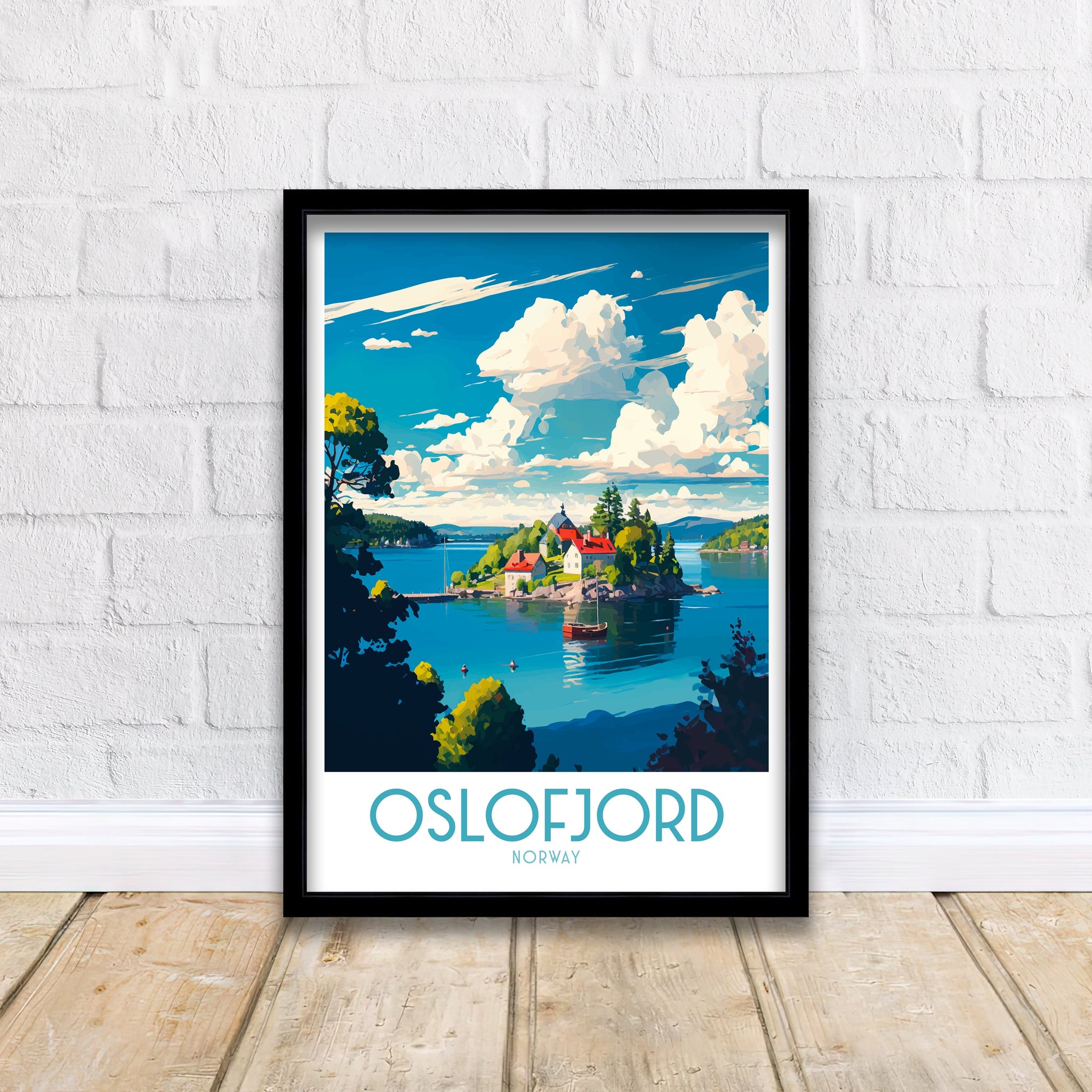 Oslofjord Norway Travel Poster, Coastal Home Decor