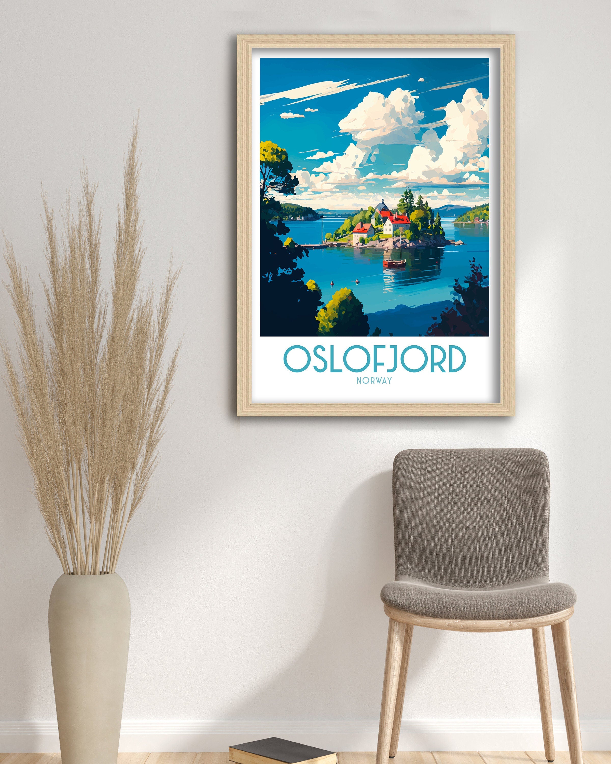 Oslofjord Norway Travel Poster, Coastal Home Decor