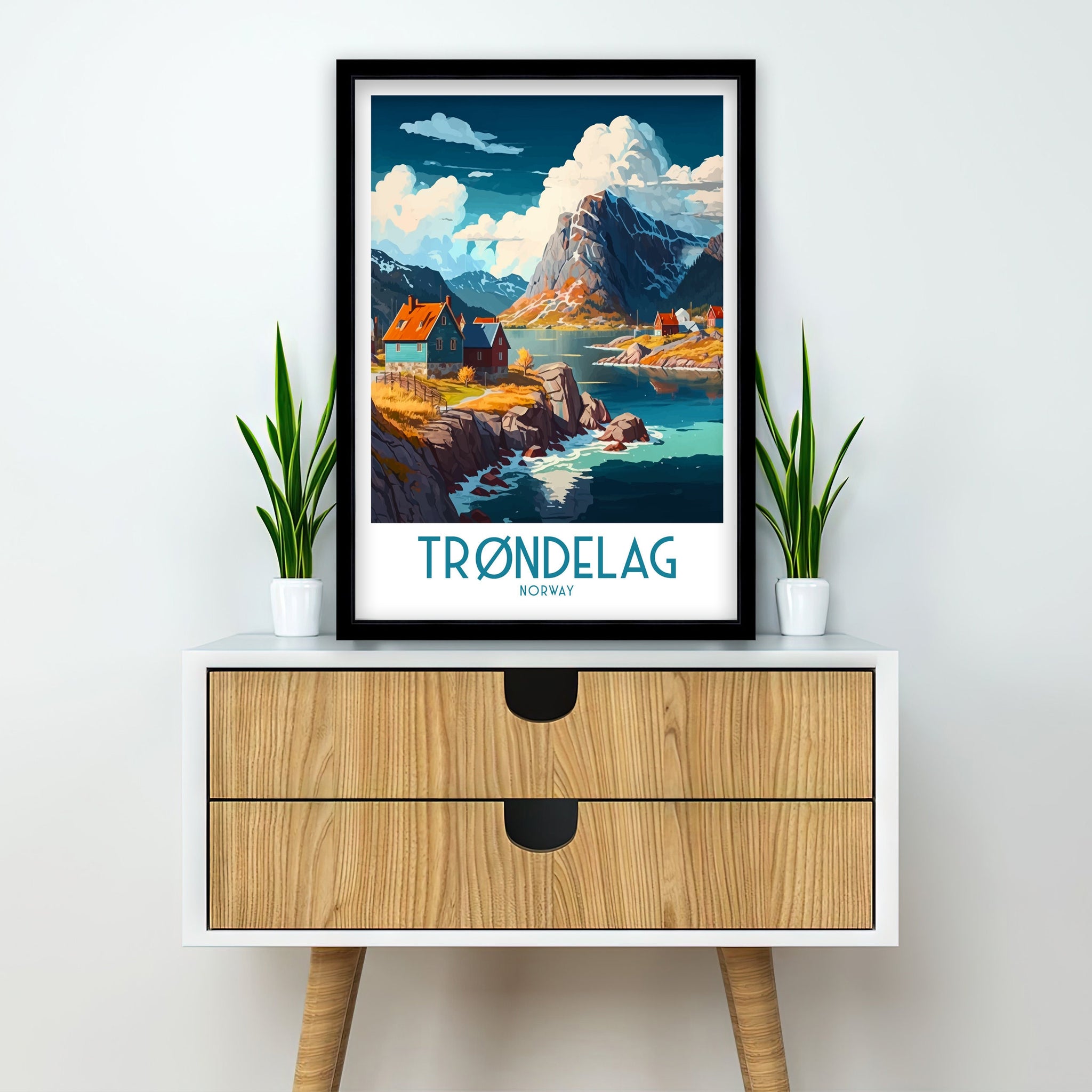 Trondheim Norway Travel Poster, Nordic Cityscape Art Print