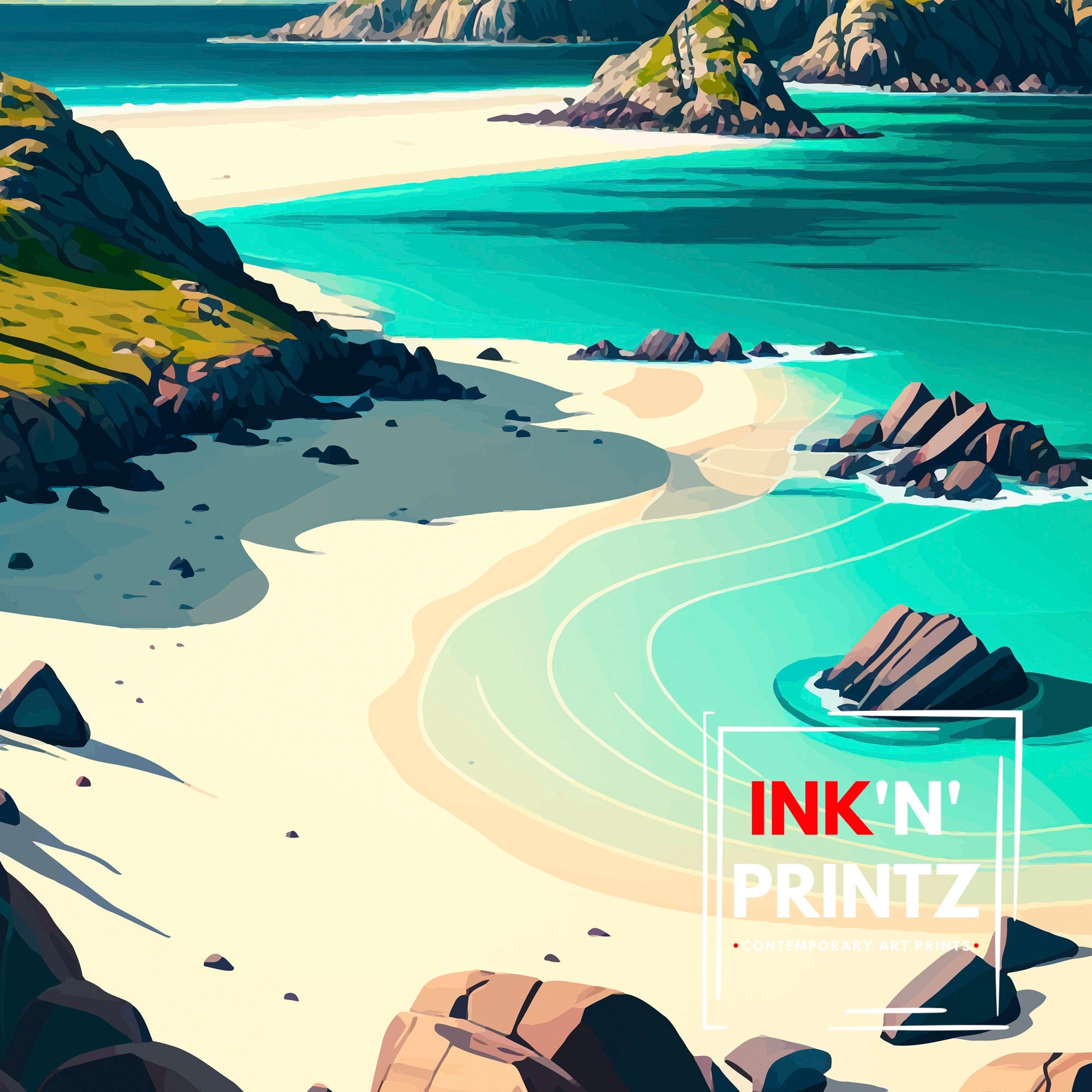 Southern Norway Travel Print, Coastal Landscape Art
