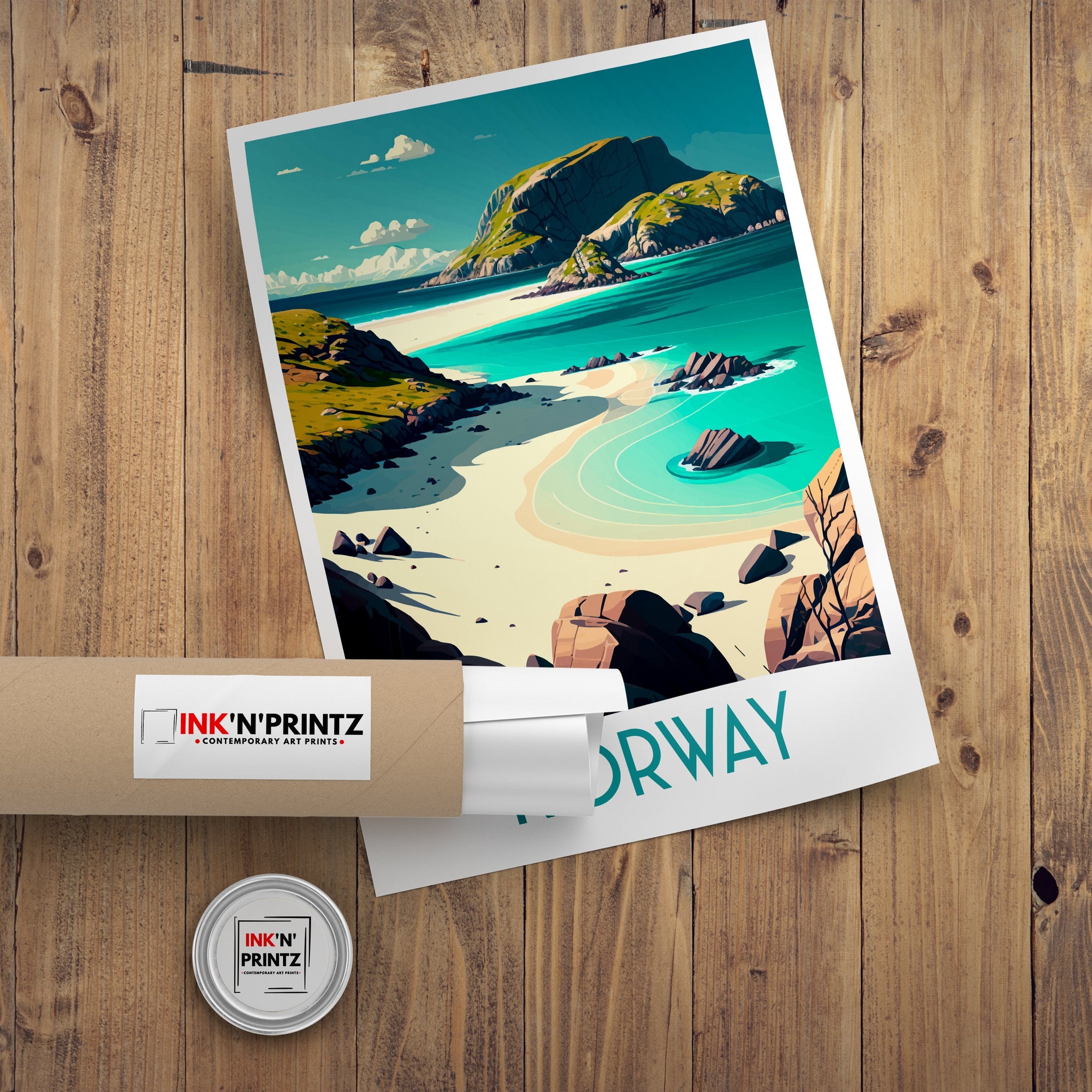 Southern Norway Travel Print, Coastal Landscape Art
