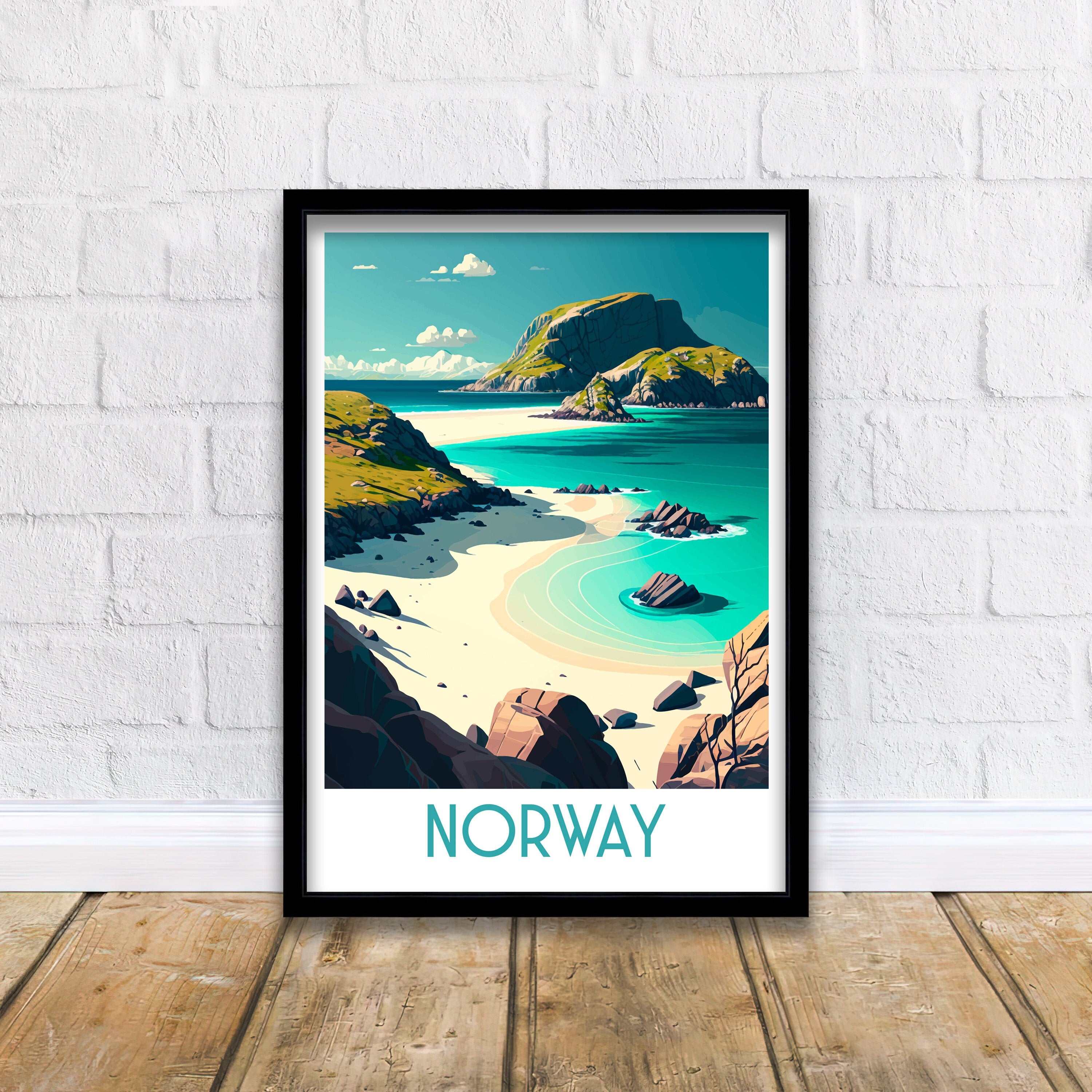 Southern Norway Travel Print, Coastal Landscape Art