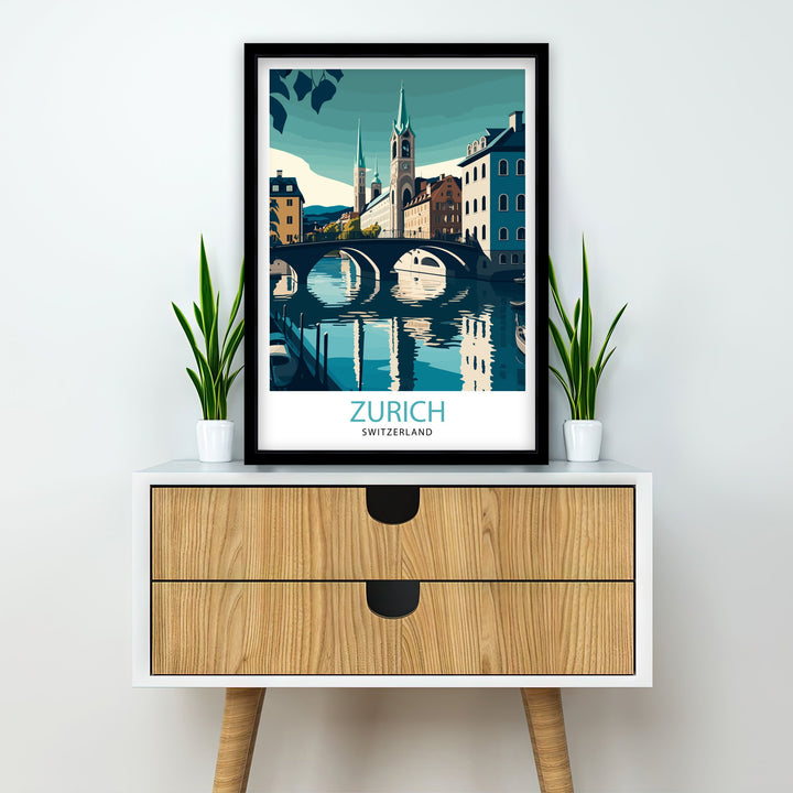 Zurich Switzerland Travel Poster Zurich