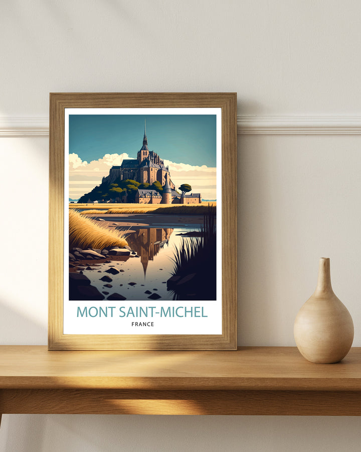 Mont Saint-Michel Travel Poster Mont Saint-Michel Wall Art Mont Saint-Michel France Illustration Travel Poster Gift For Mont Saint-Michel