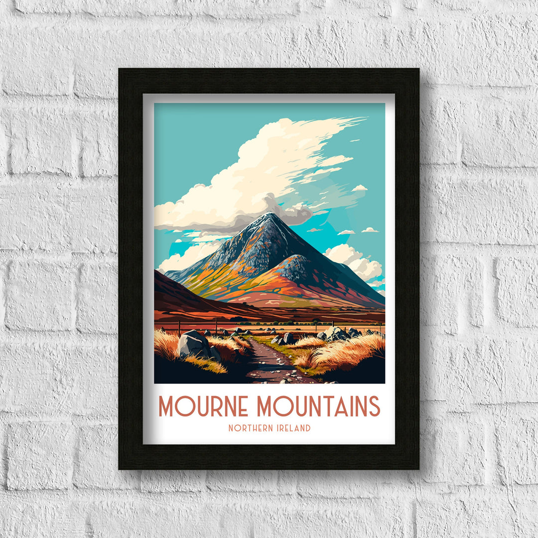 Mourne Mountains Poster Mourne Mountains Wall Art Ireland Travel Poster Home Decor Gift Mourne Mountains Illustration