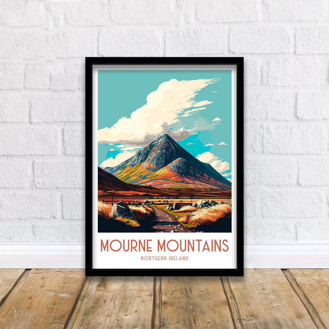 Mourne Mountains Poster Mourne Mountains Wall Art Ireland Travel Poster Home Decor Gift Mourne Mountains Illustration