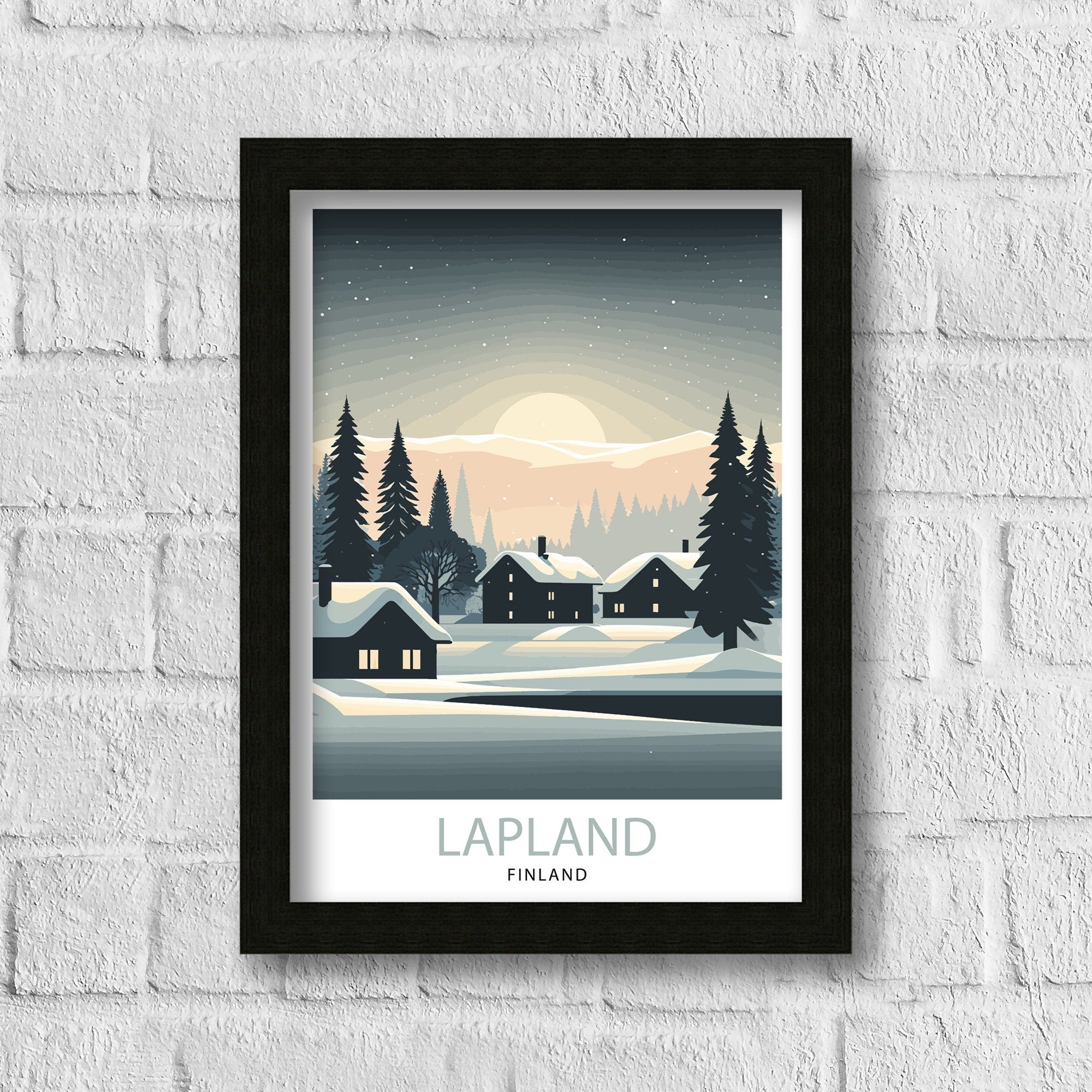 Lapland Winter Landscape Travel Poster, Finland Art Print