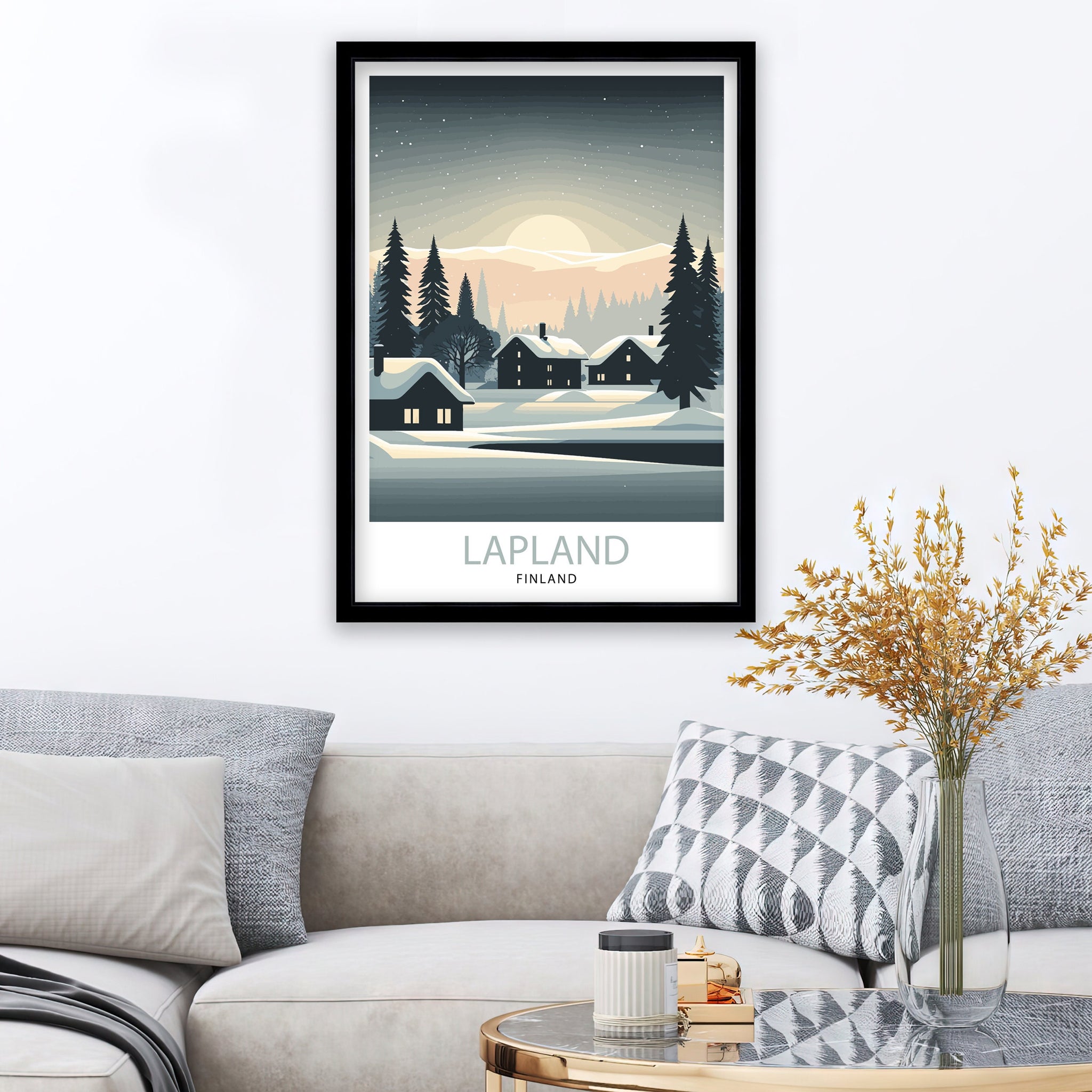 Lapland Winter Landscape Travel Poster, Finland Art Print