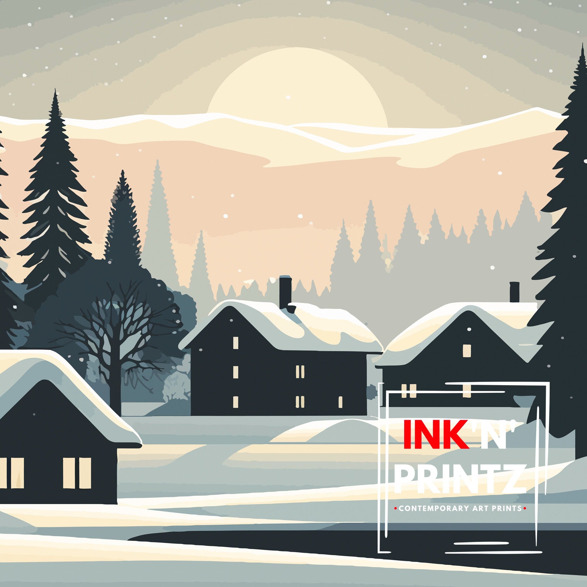 Lapland Winter Landscape Travel Poster, Finland Art Print