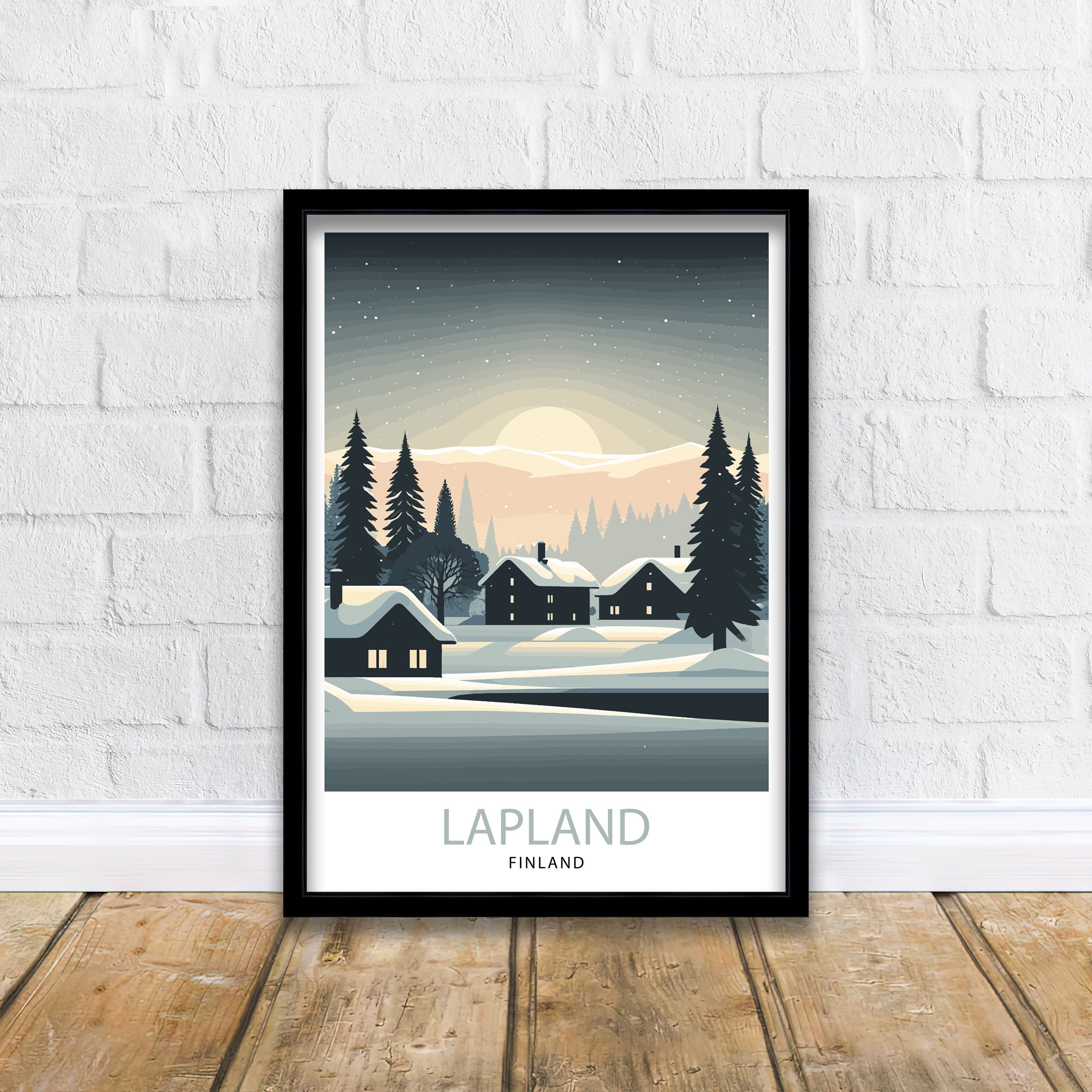 Lapland Winter Landscape Travel Poster, Finland Art Print