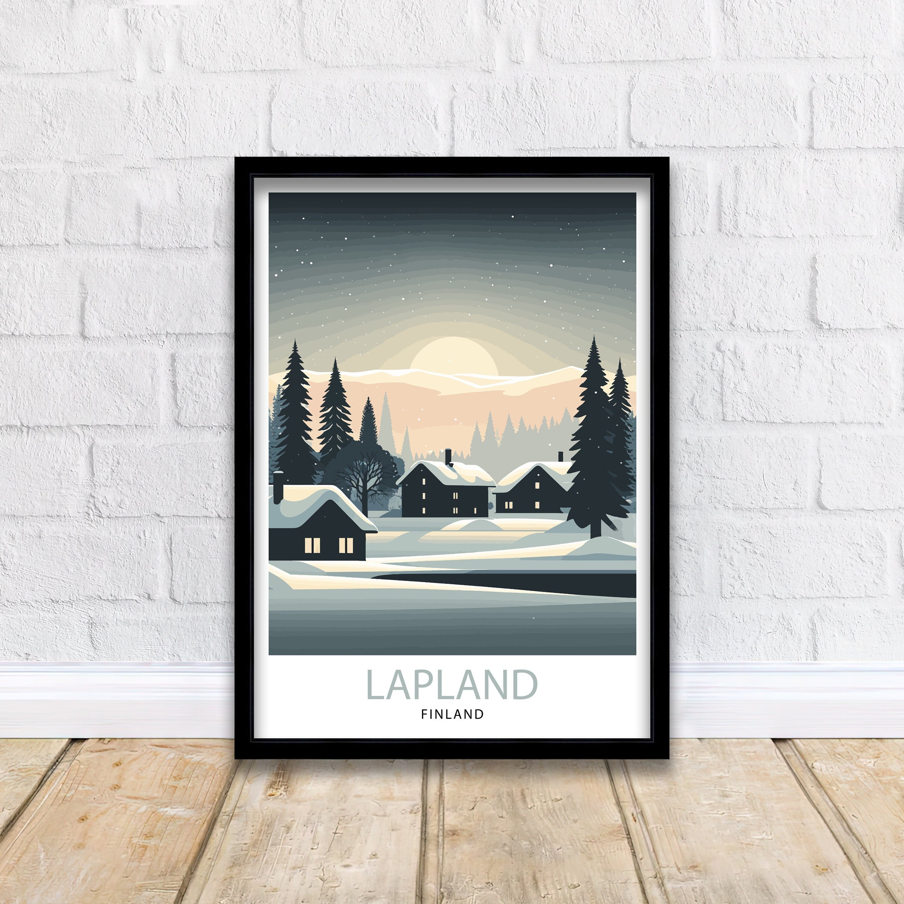 Lapland Winter Landscape Travel Poster, Finland Art Print