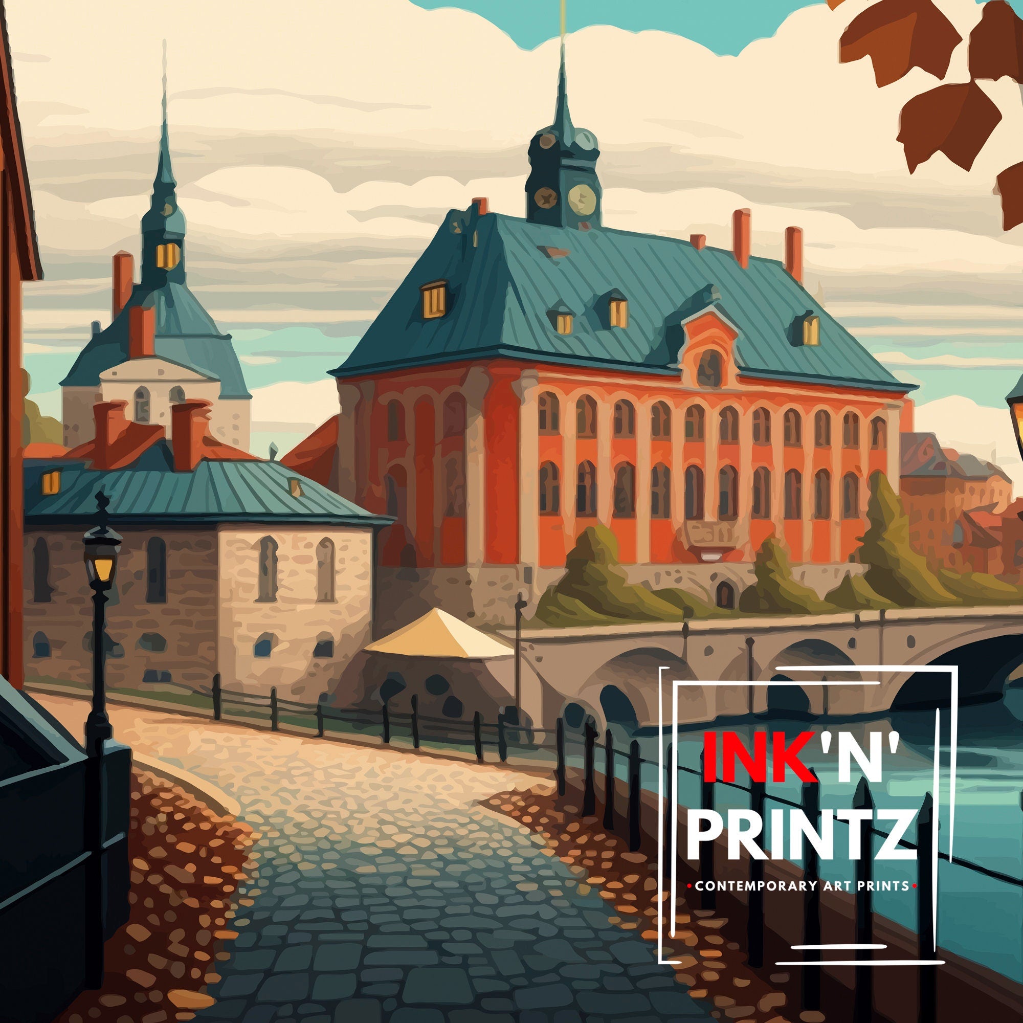 Turku Finland Illustration Print, Nordic Travel Poster