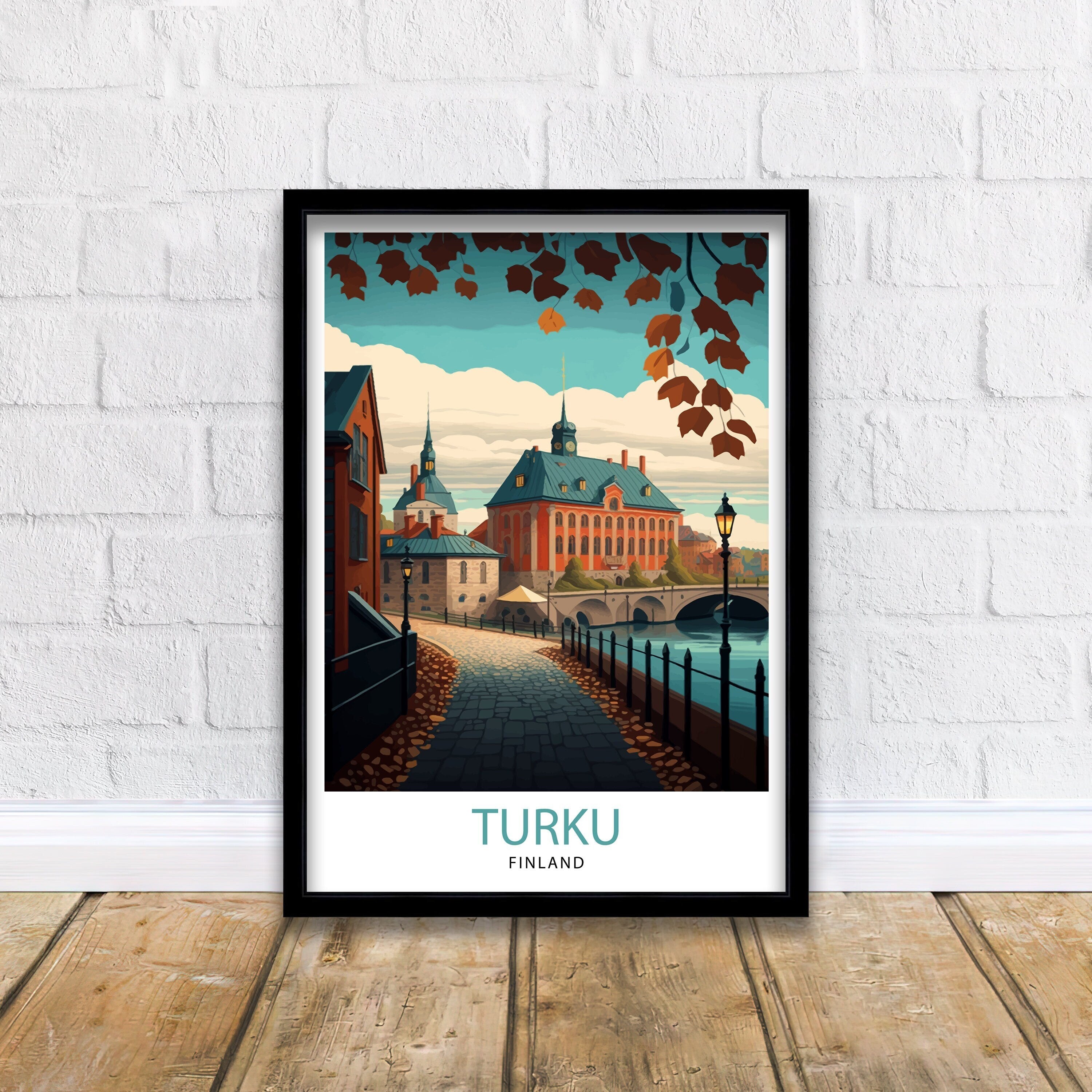 Turku Finland Illustration Print, Nordic Travel Poster