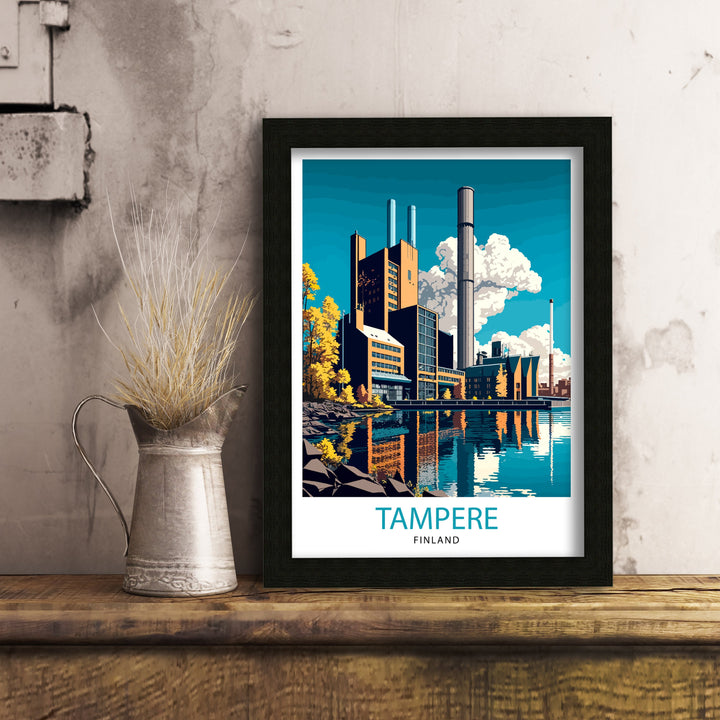 Tampere Finland Travel Poster Tampere Wall Art Tampere Home Decor Tampere Cityscape Illustration Tampere Souvenir Finland Travel Poster