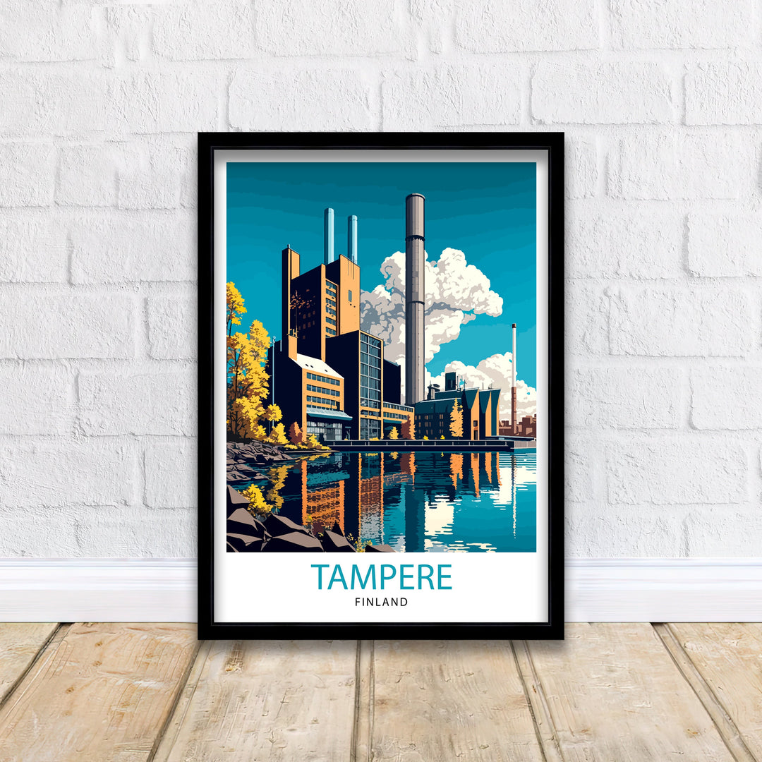 Tampere Finland Travel Poster Tampere Wall Art Tampere Home Decor Tampere Cityscape Illustration Tampere Souvenir Finland Travel Poster