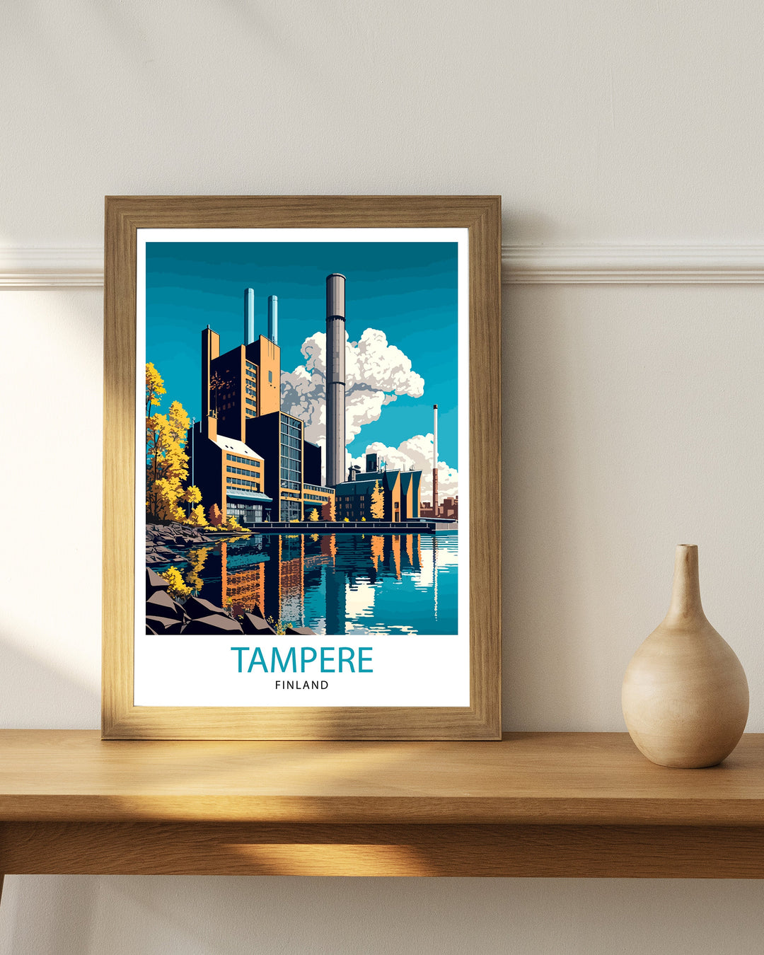 Tampere Finland Travel Poster Tampere Wall Art Tampere Home Decor Tampere Cityscape Illustration Tampere Souvenir Finland Travel Poster