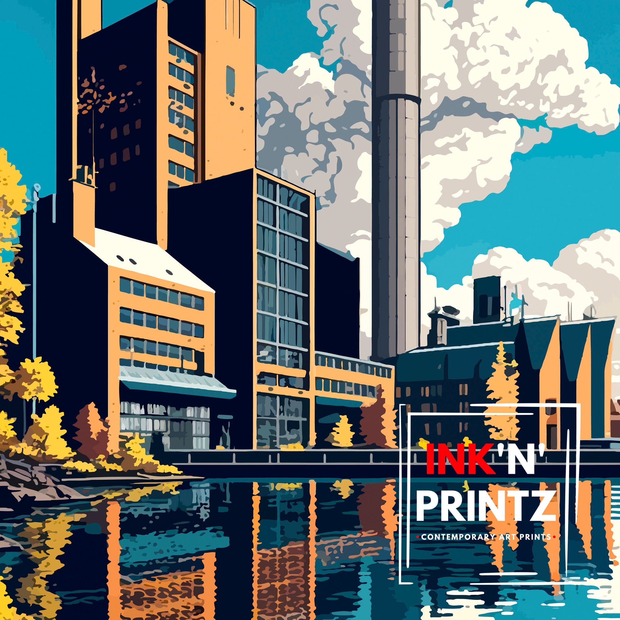 Tampere Finland Cityscape Print, Travel Souvenir