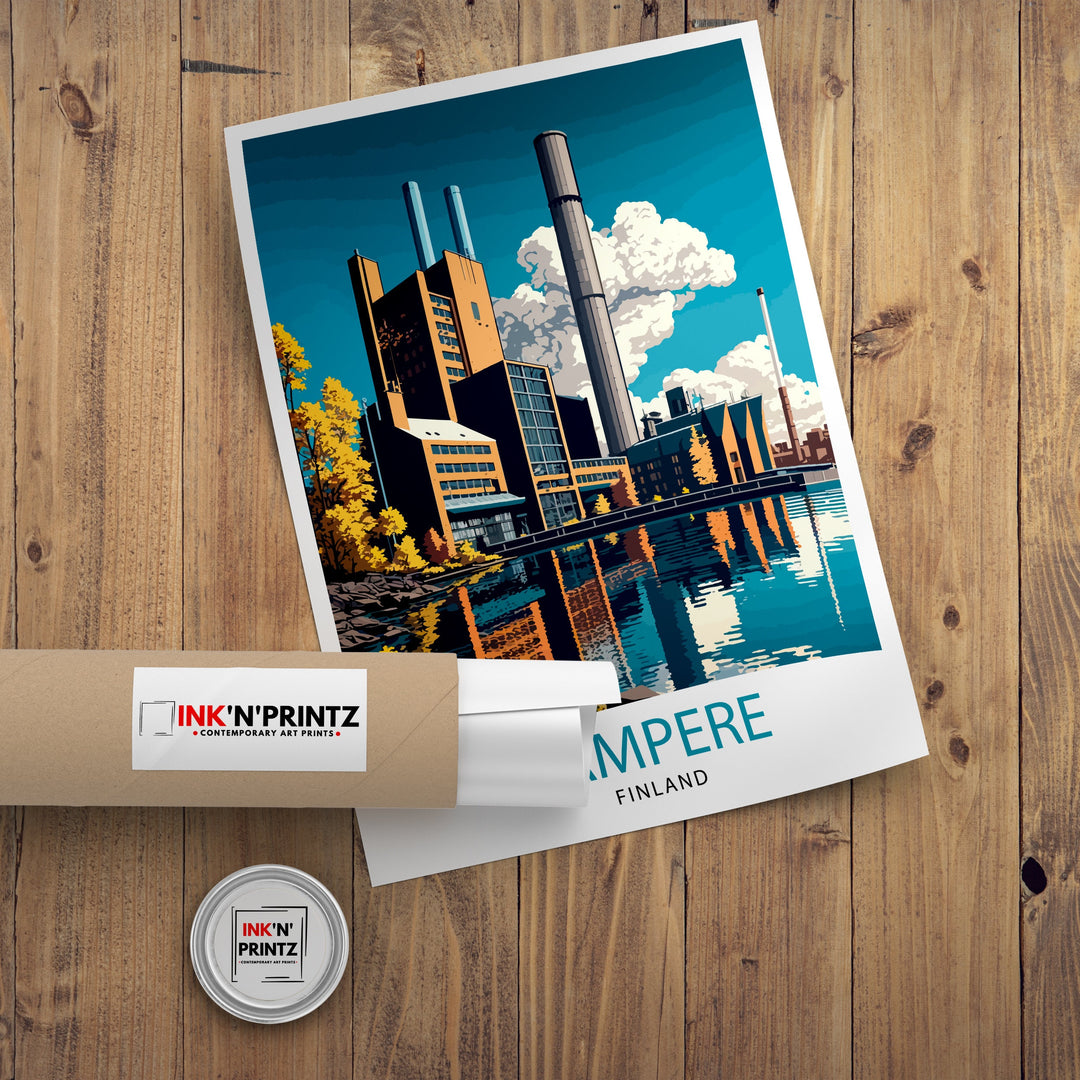 Tampere Finland Travel Poster Tampere Wall Art Tampere Home Decor Tampere Cityscape Illustration Tampere Souvenir Finland Travel Poster