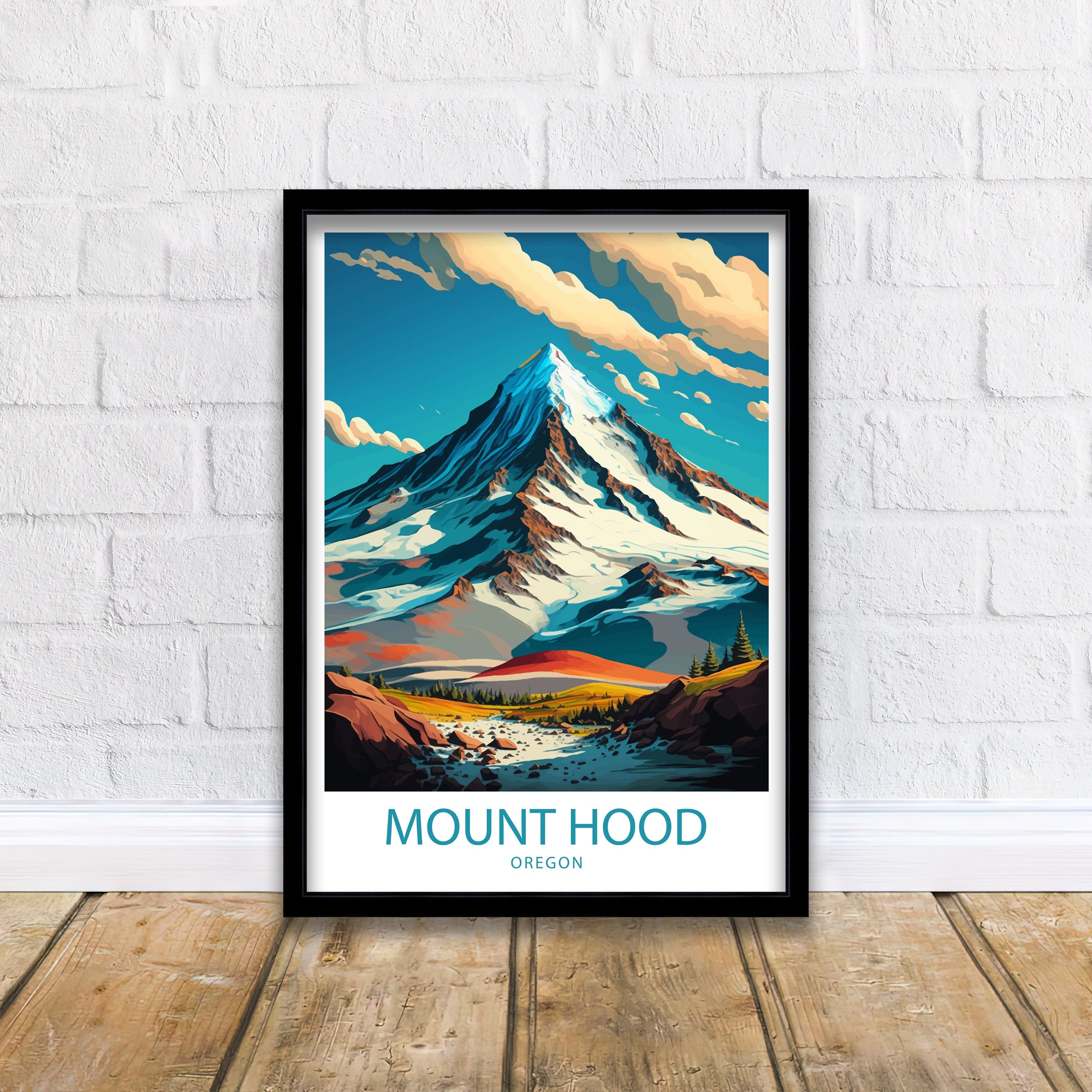 Mount Hood Travel Poster, Oregon Mountain Print
