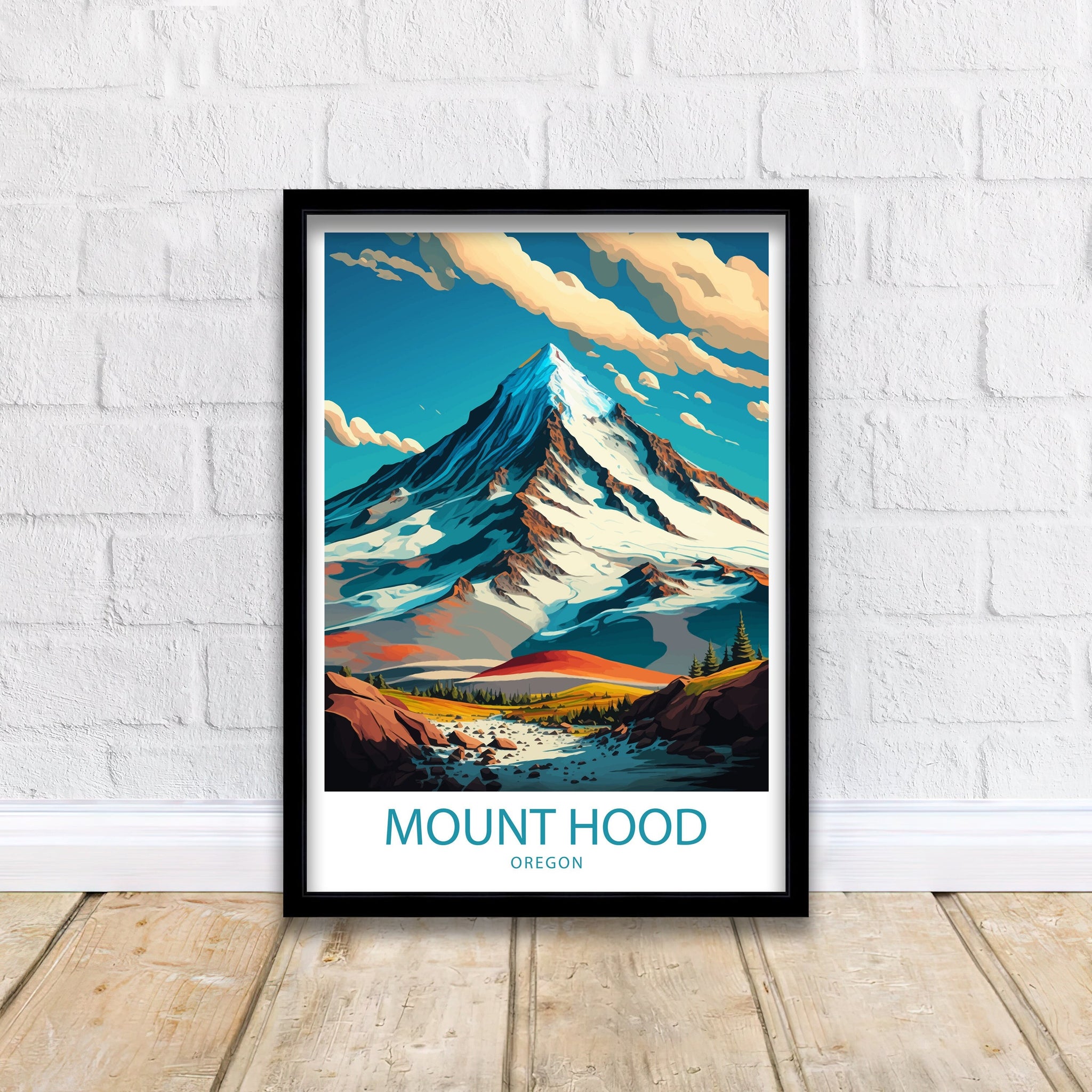 Mount Hood Travel Poster, Oregon Mountain Print