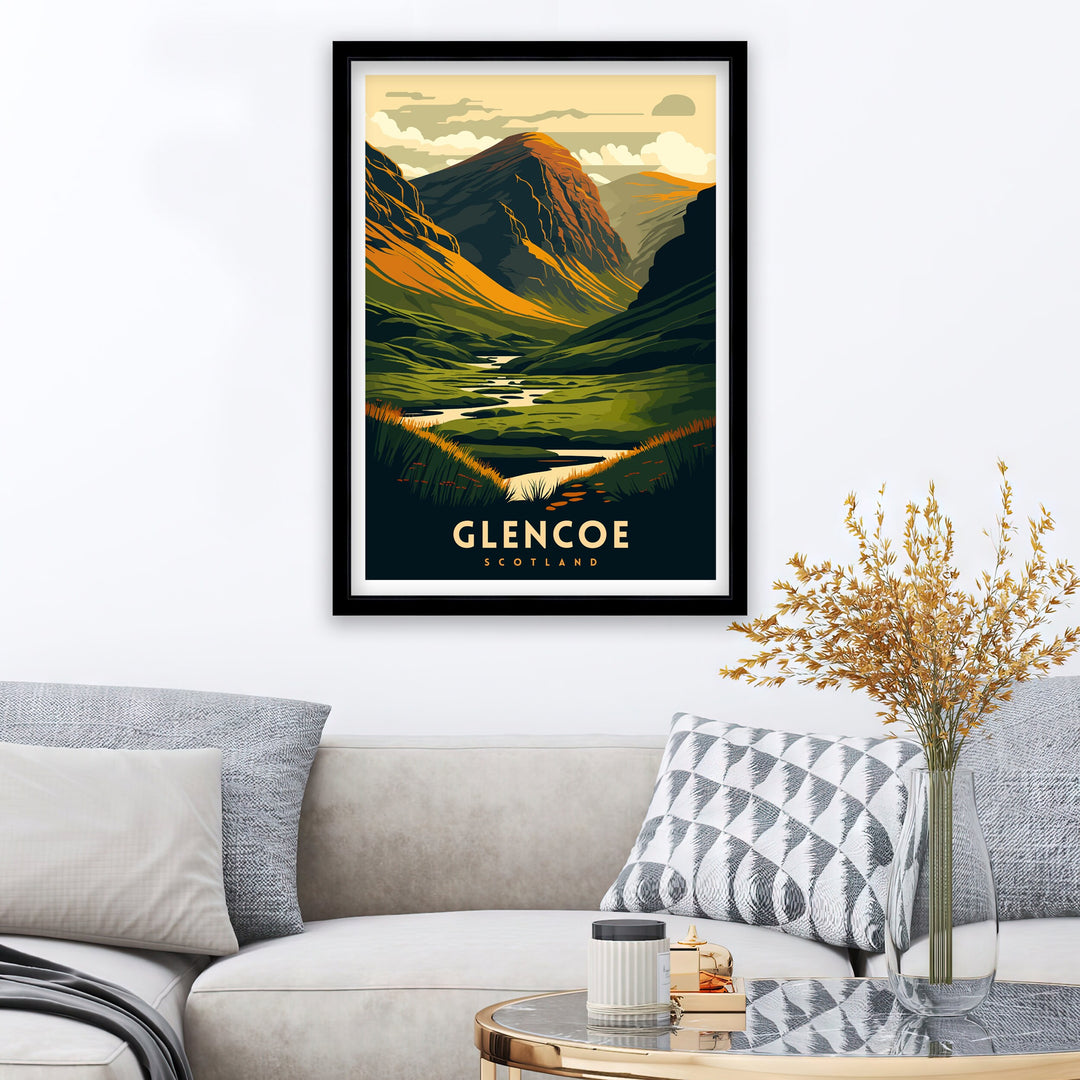 Glencoe Scotland Travel Poster Glencoe Wall Art Glencoe Illustration Scotland Poster Scotland