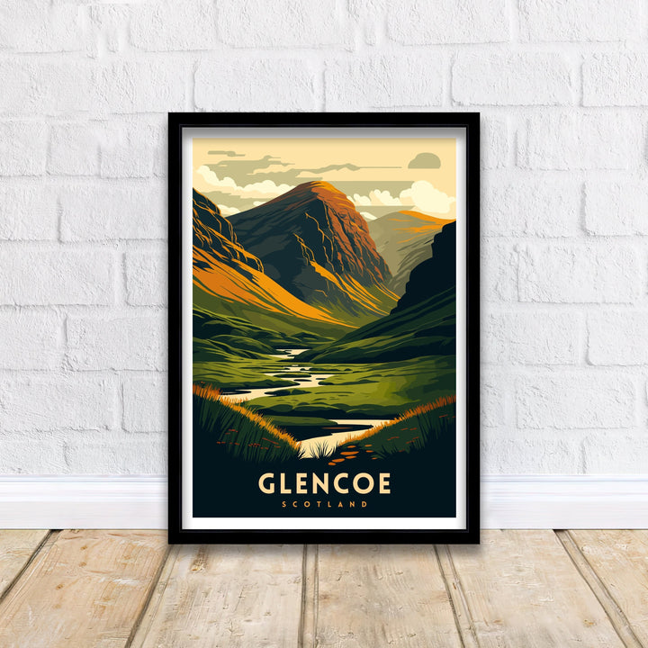 Glencoe Scotland Travel Poster Glencoe Wall Art Glencoe Illustration Scotland Poster Scotland