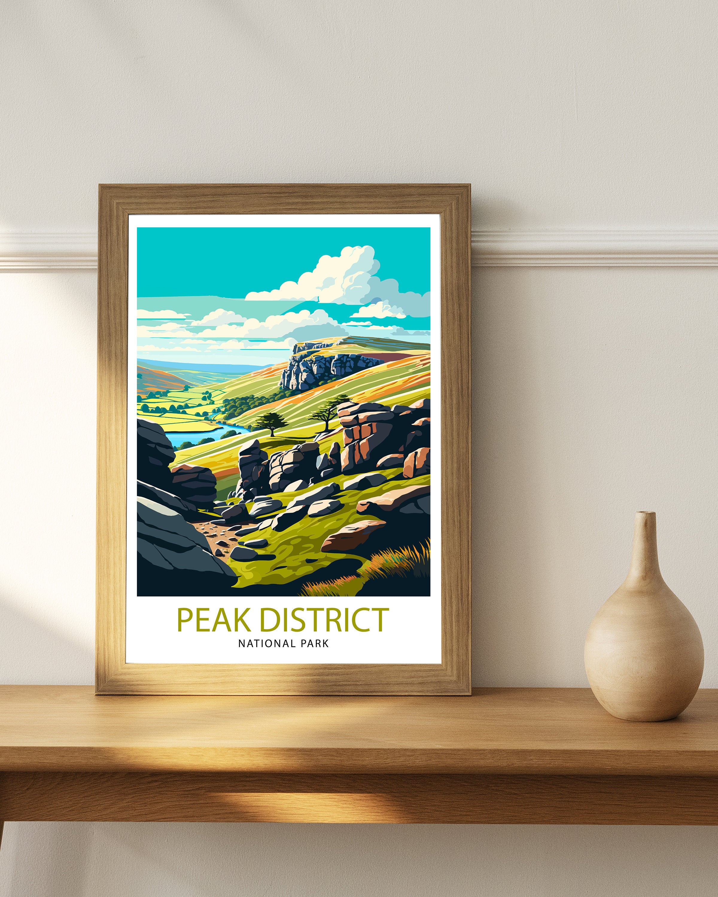 Peak District Travel Poster | England Landscape Art Print