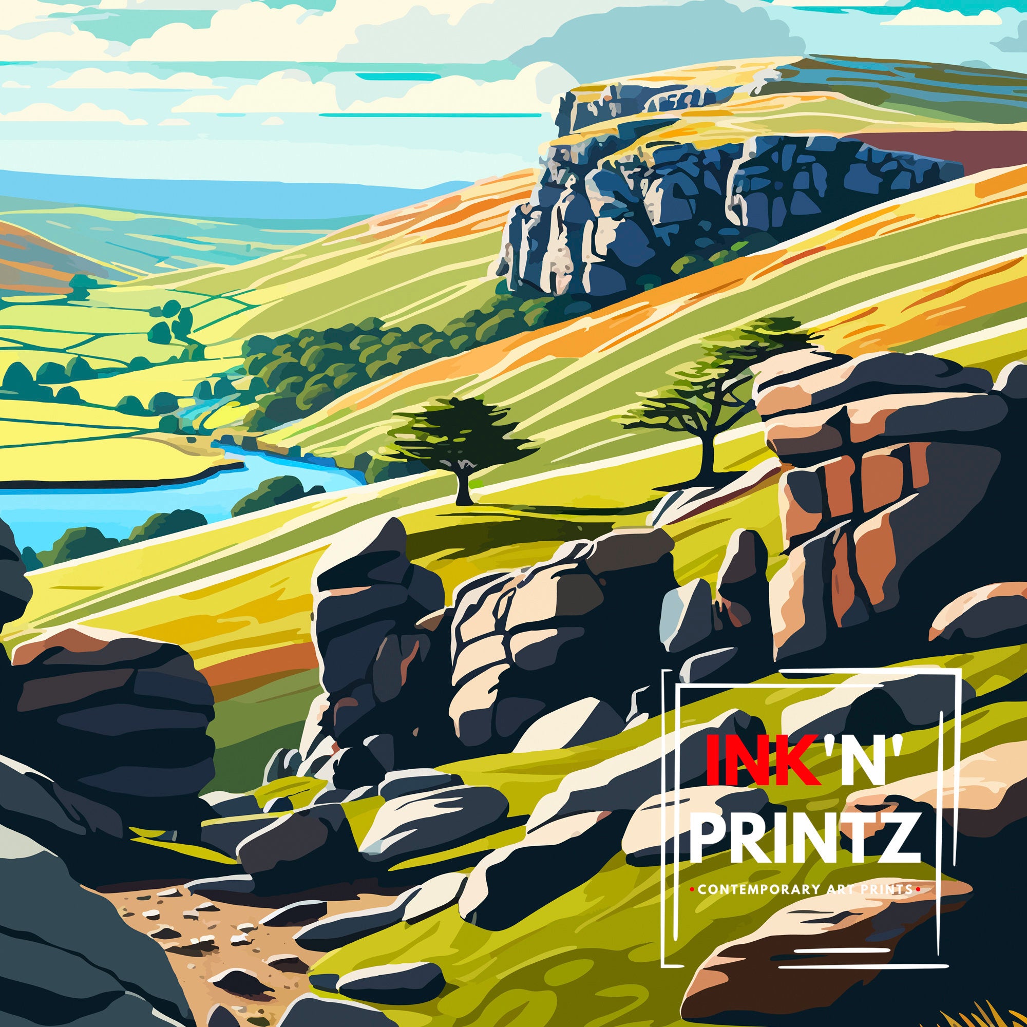Peak District Travel Poster | England Landscape Art Print