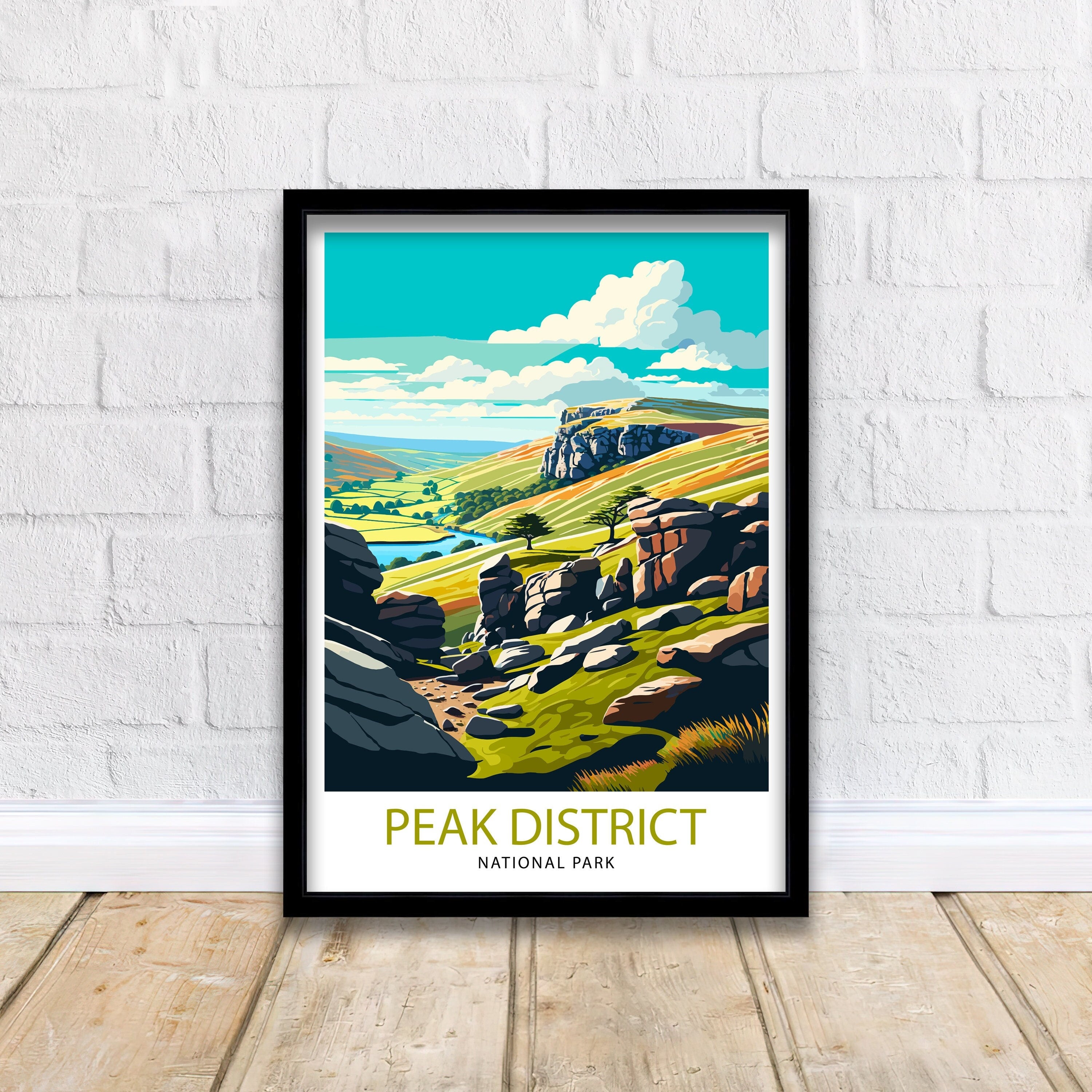 Peak District Travel Poster | England Landscape Art Print