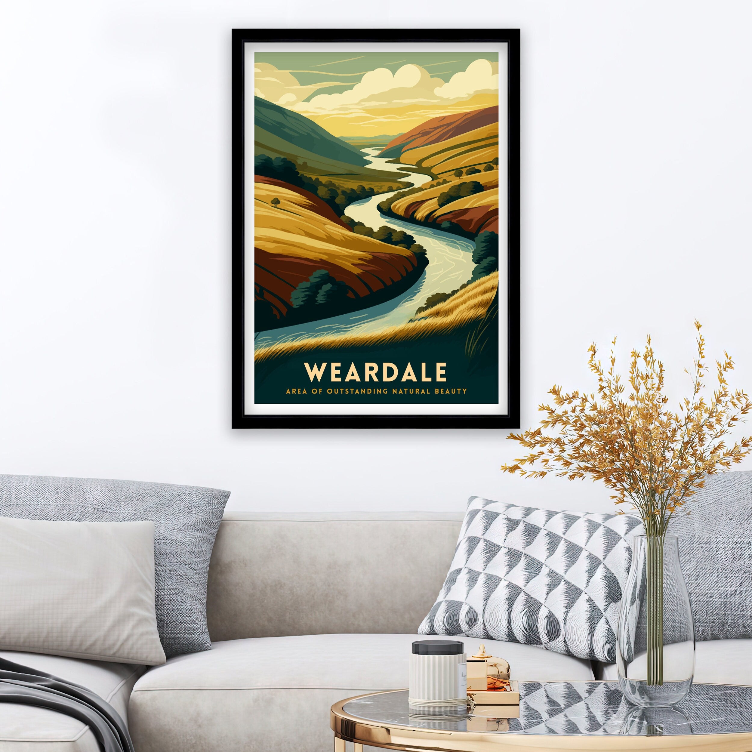Weardale England Travel Poster, North Pennines Print
