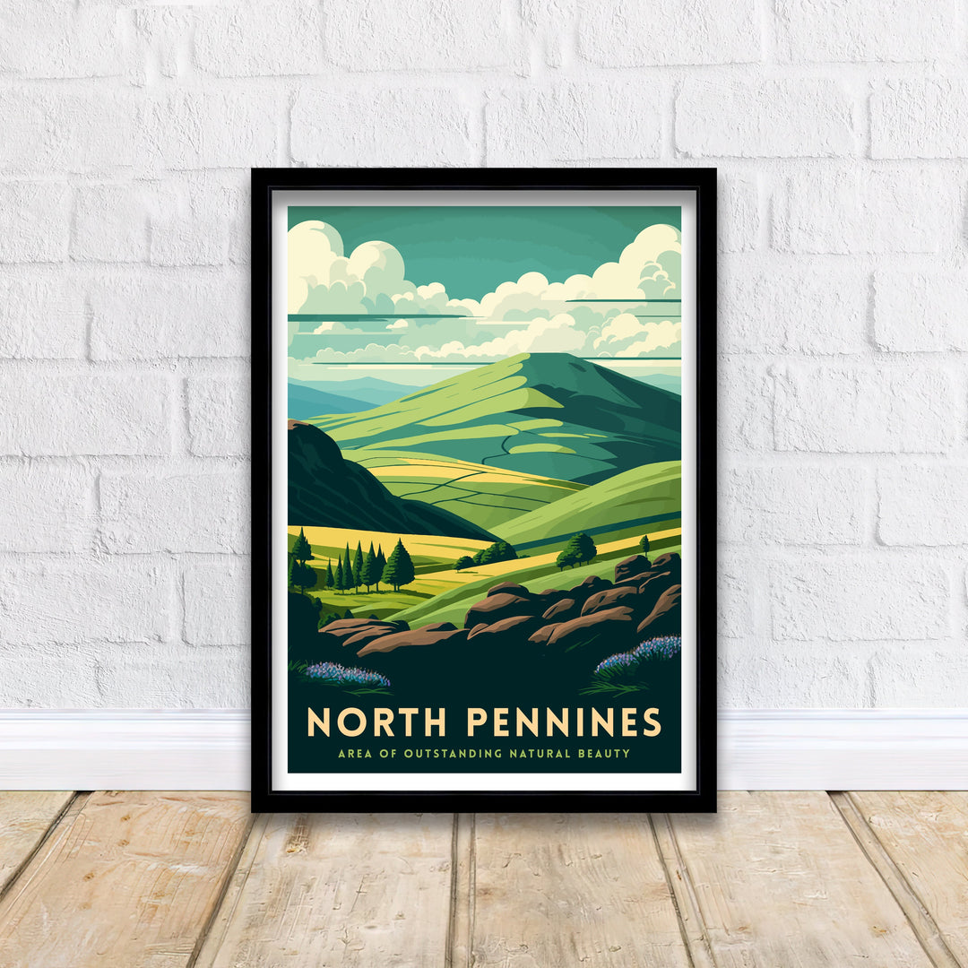 North Pennines Travel Poster North Pennines Wall Art North Pennines Illustration Travel Gift for England North Pennines Home Decor