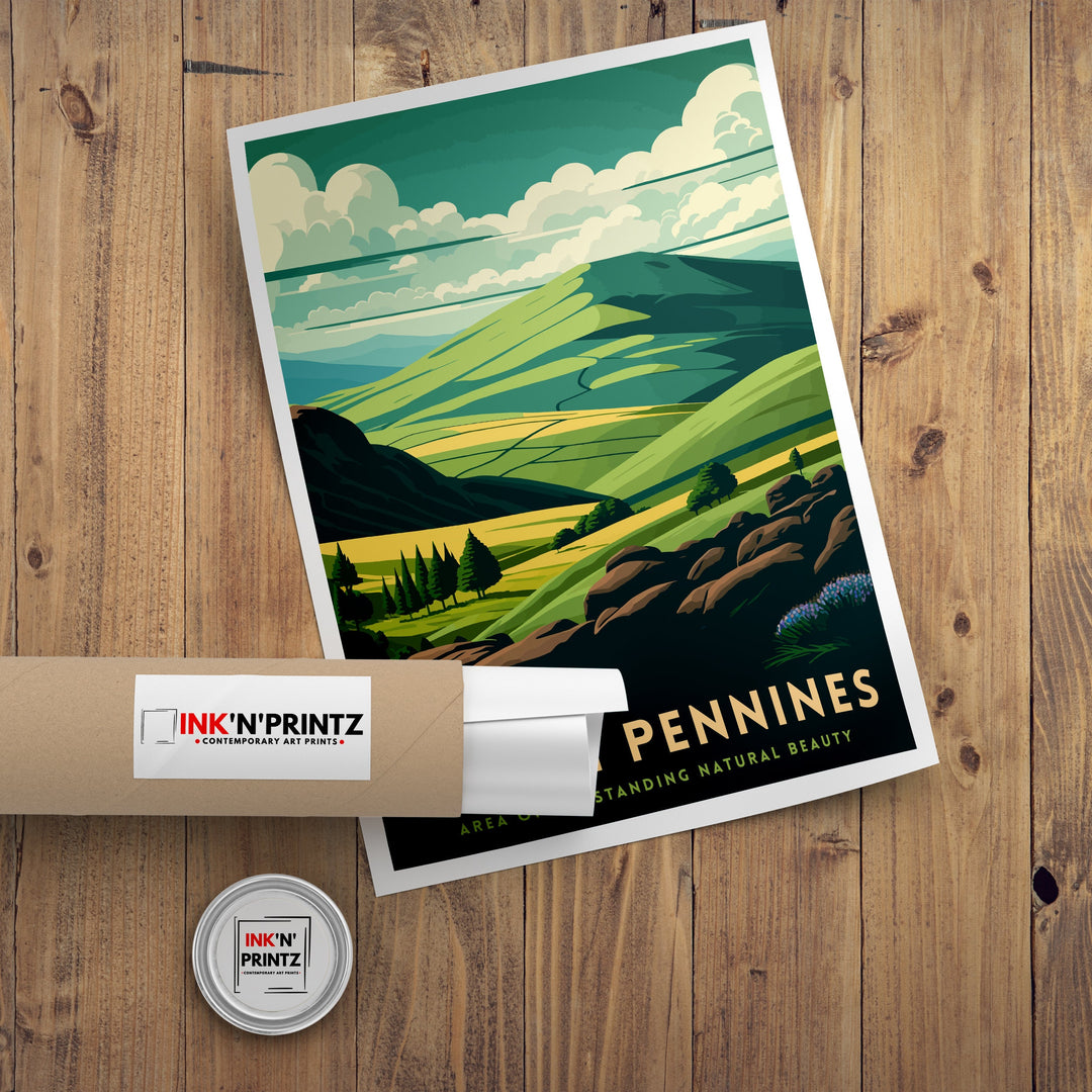 North Pennines Travel Poster North Pennines Wall Art North Pennines Illustration Travel Gift for England North Pennines Home Decor