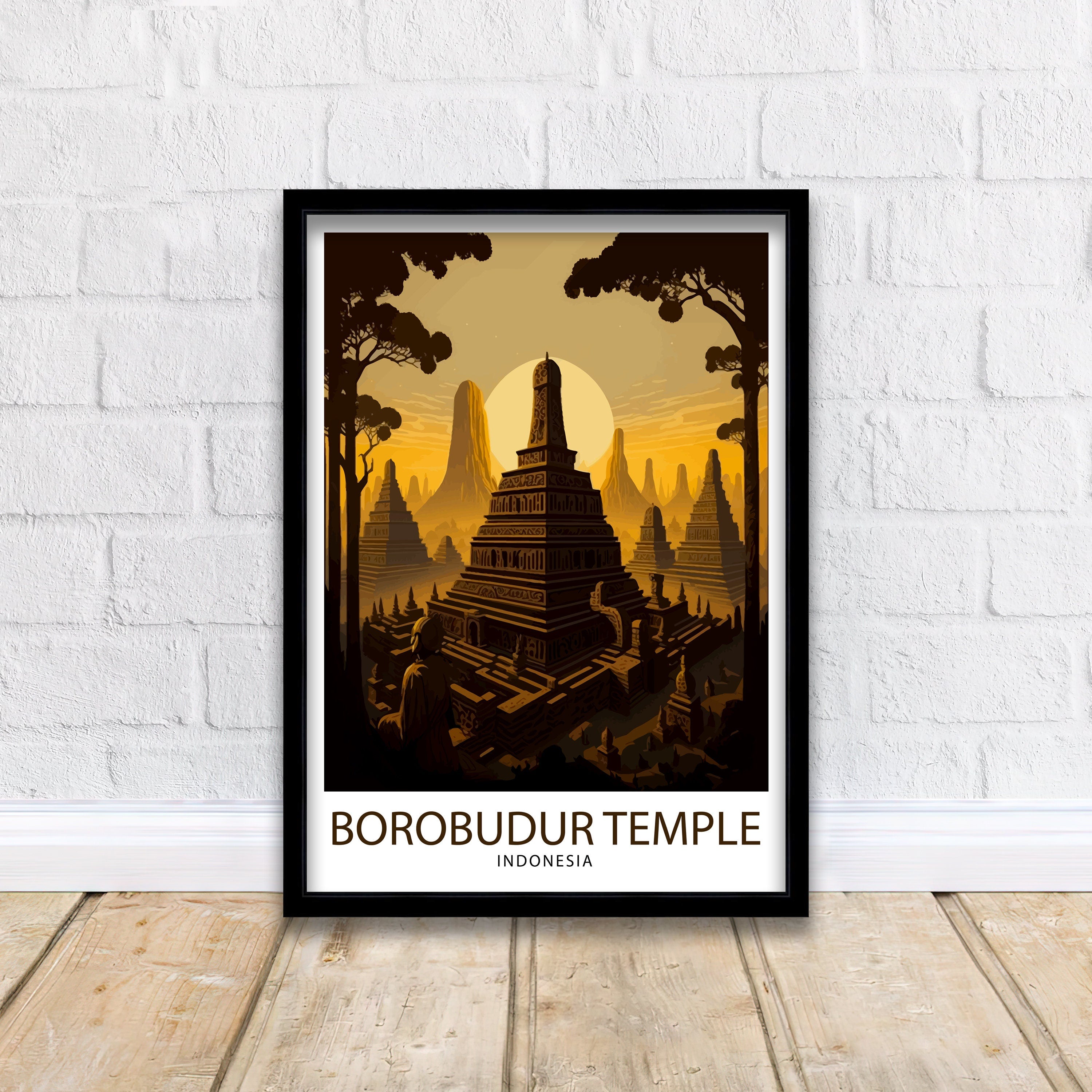Borobudur Temple Print, Indonesia Travel Art
