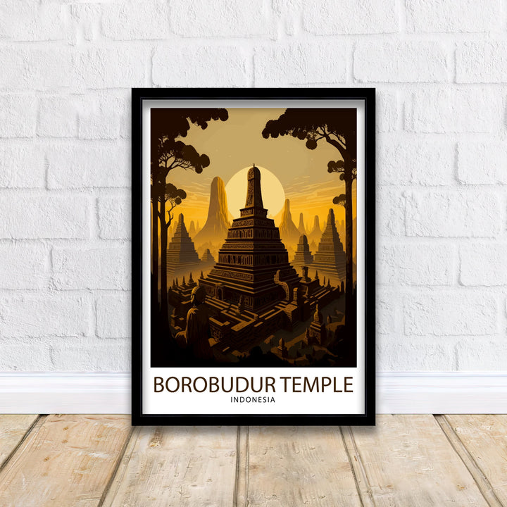 Borobudur Temple Poster , Indonesia Wall Art, Travel Decor, Gift for Traveler, Temple Art, Indonesia Poster