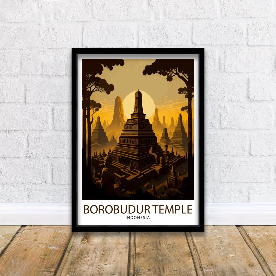 Borobudur Temple Poster , Indonesia Wall Art, Travel Decor, Gift for Traveler, Temple Art, Indonesia Poster