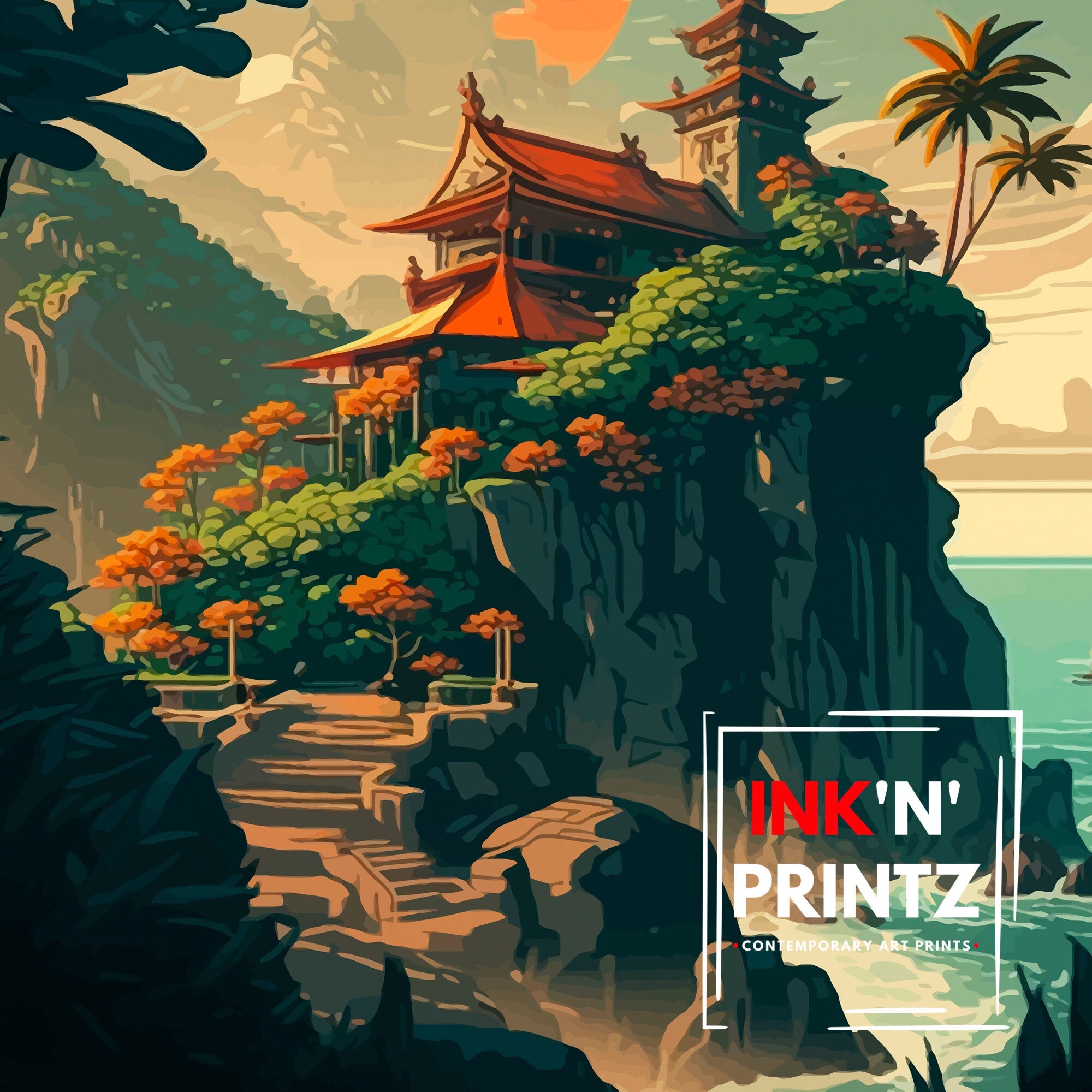Uluwatu Temple Print – Bali Travel Poster, Indonesia Wall Art