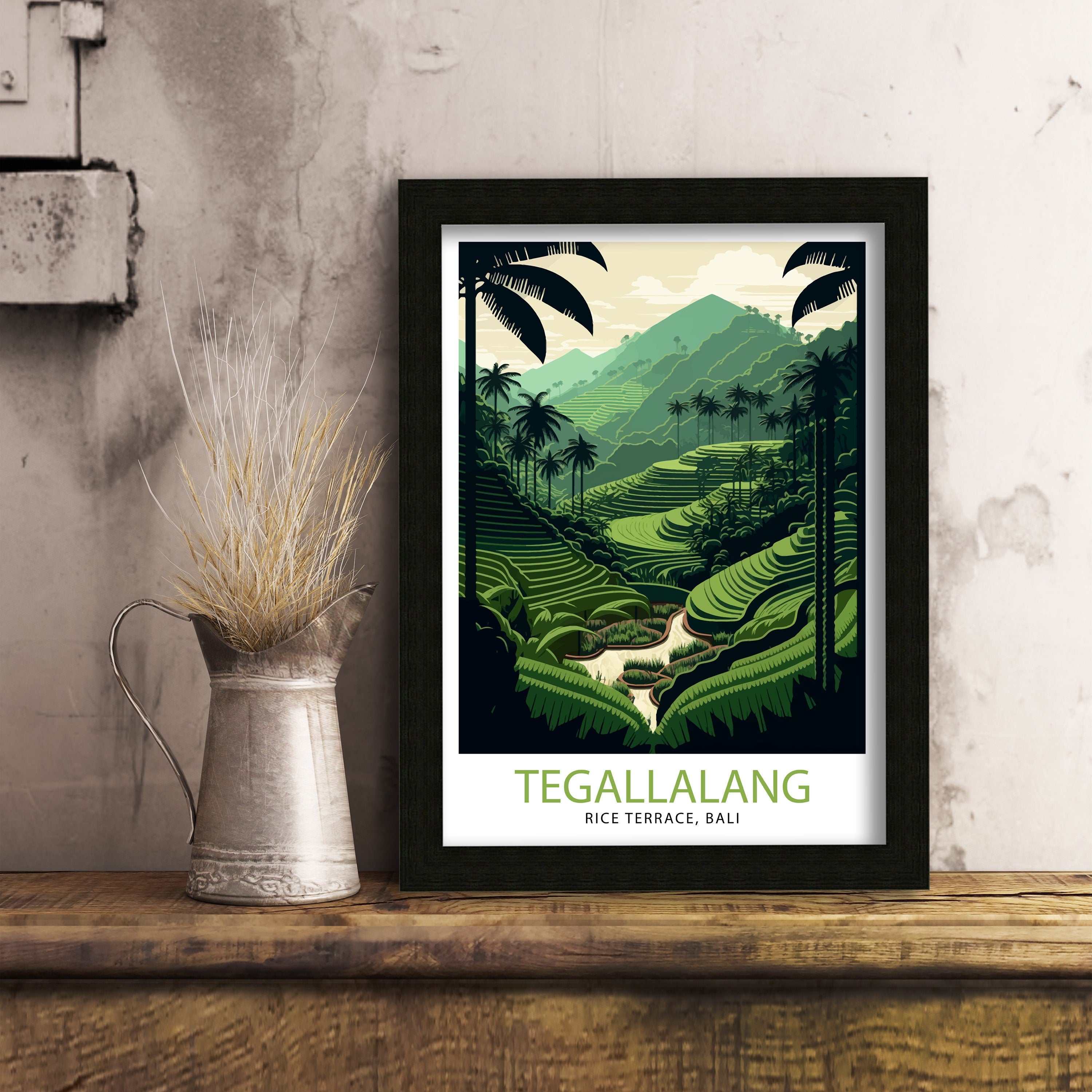 Bali Rice Terrace Print, Tegallalang Landscape Art