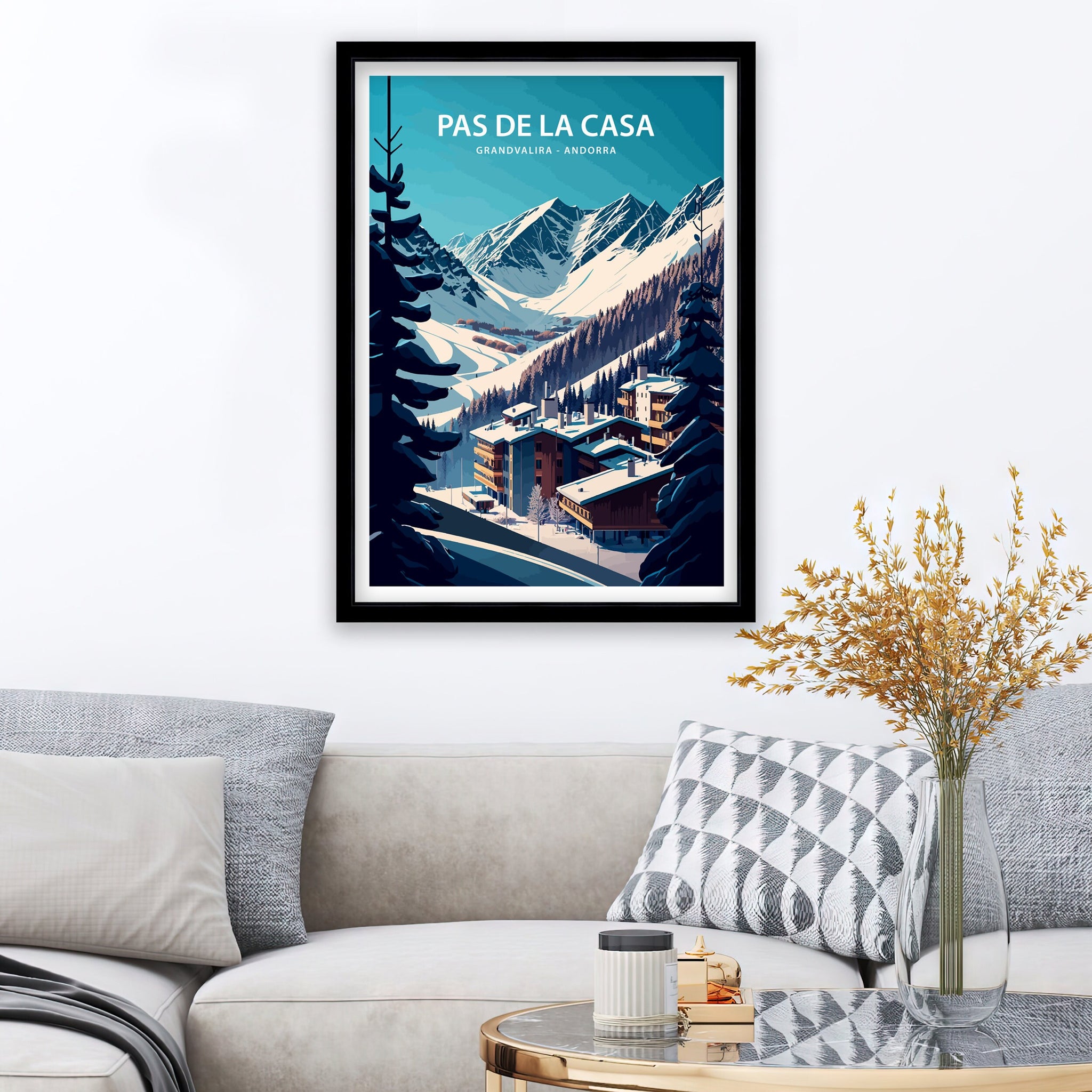 Pas de la Casa, Andorra Travel Poster, Grandvalira Print