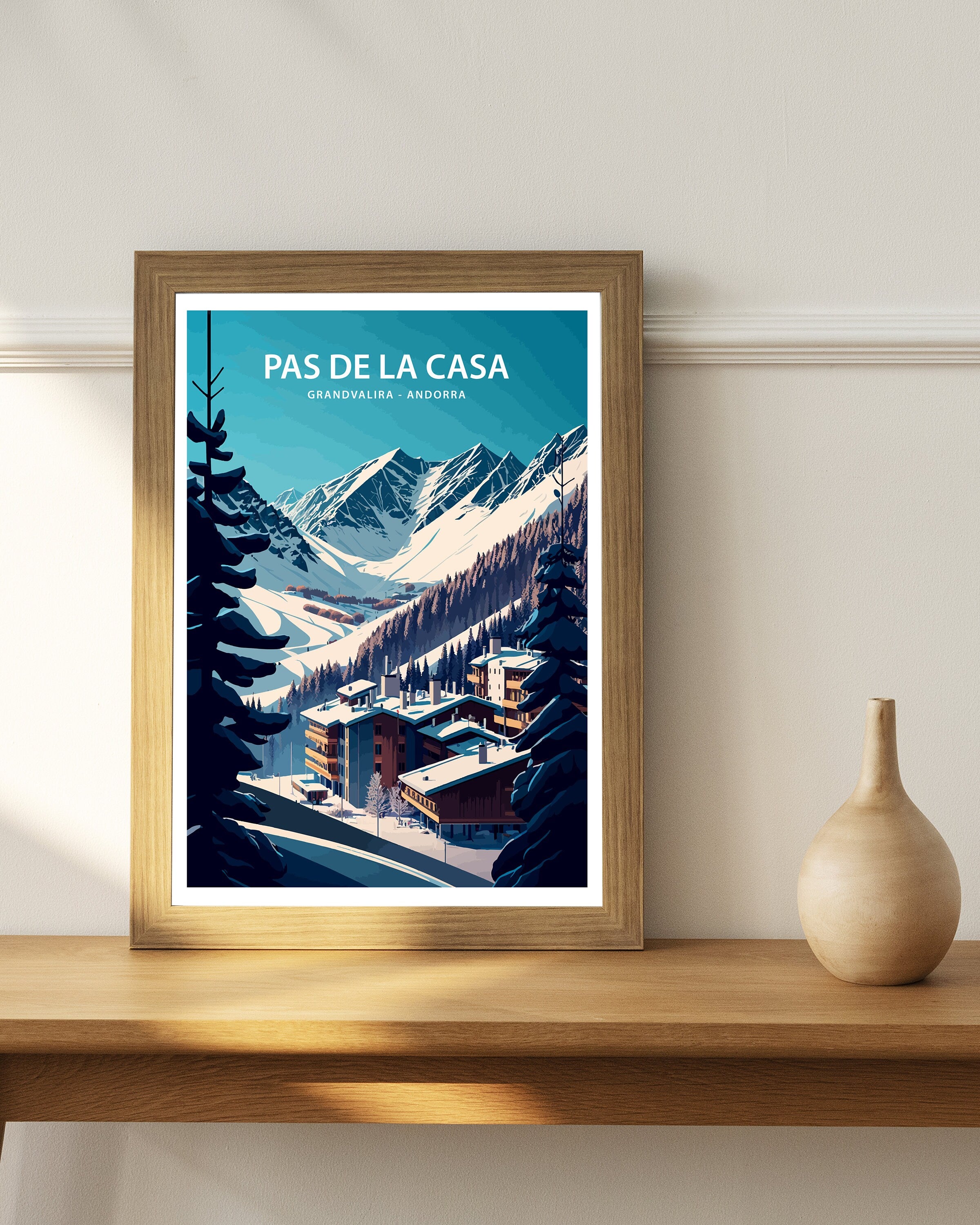 Pas de la Casa, Andorra Travel Poster, Grandvalira Print