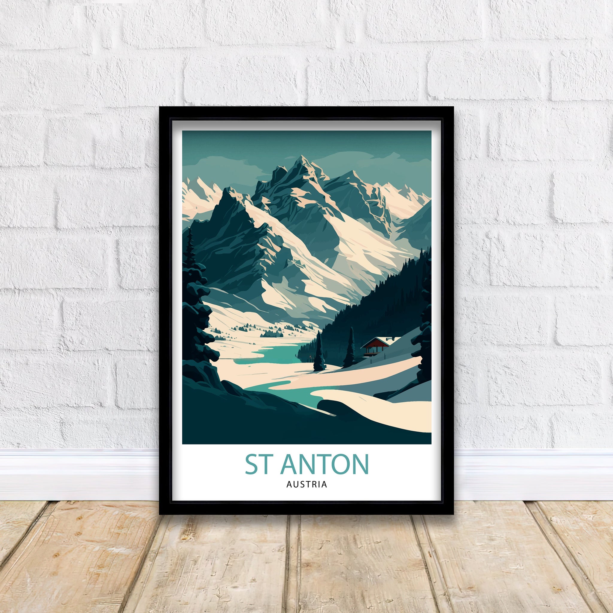St. Anton Austria Ski Resort Print, Winter Sports Travel Poster