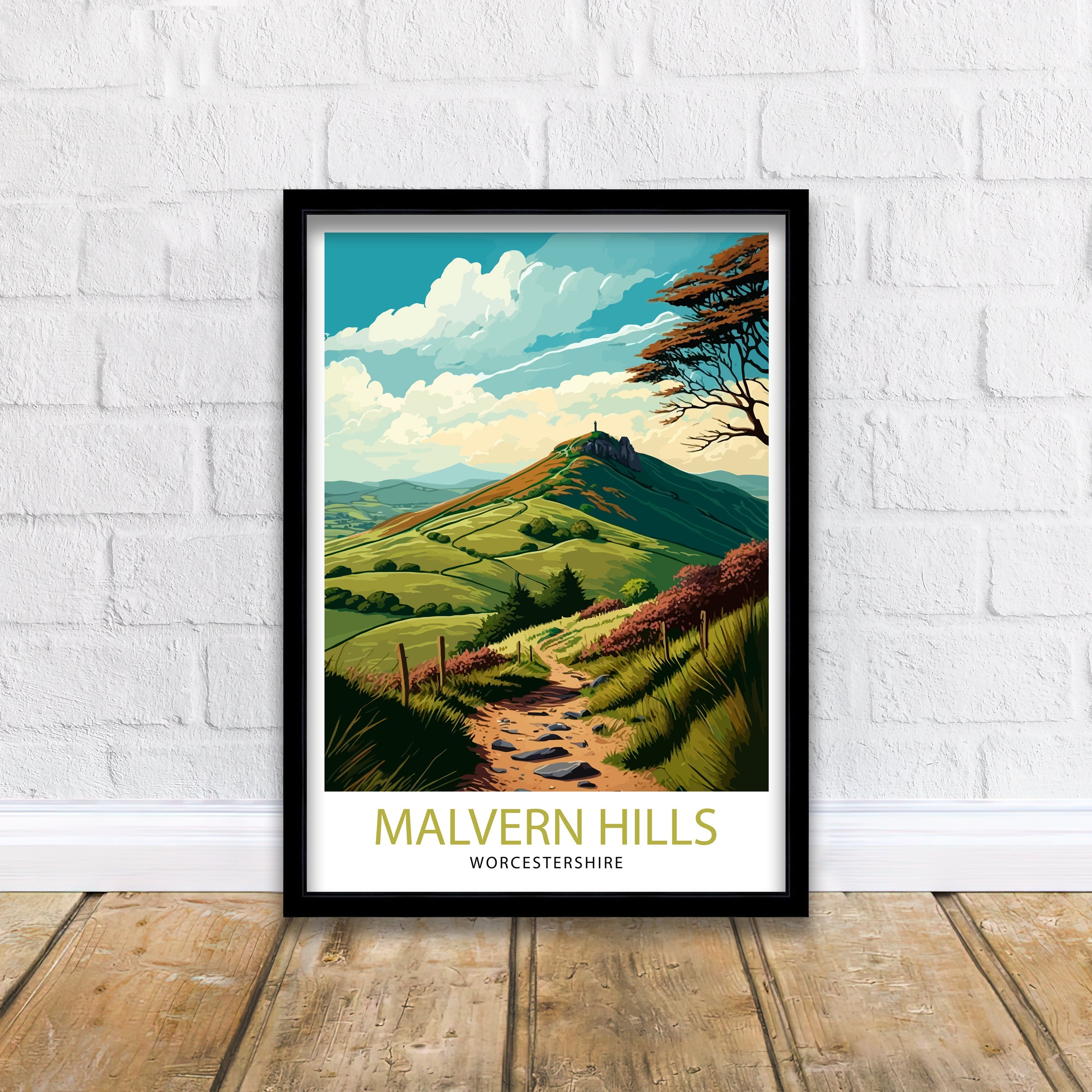 Malvern Hills Travel Poster | Worcestershire Landscape Print