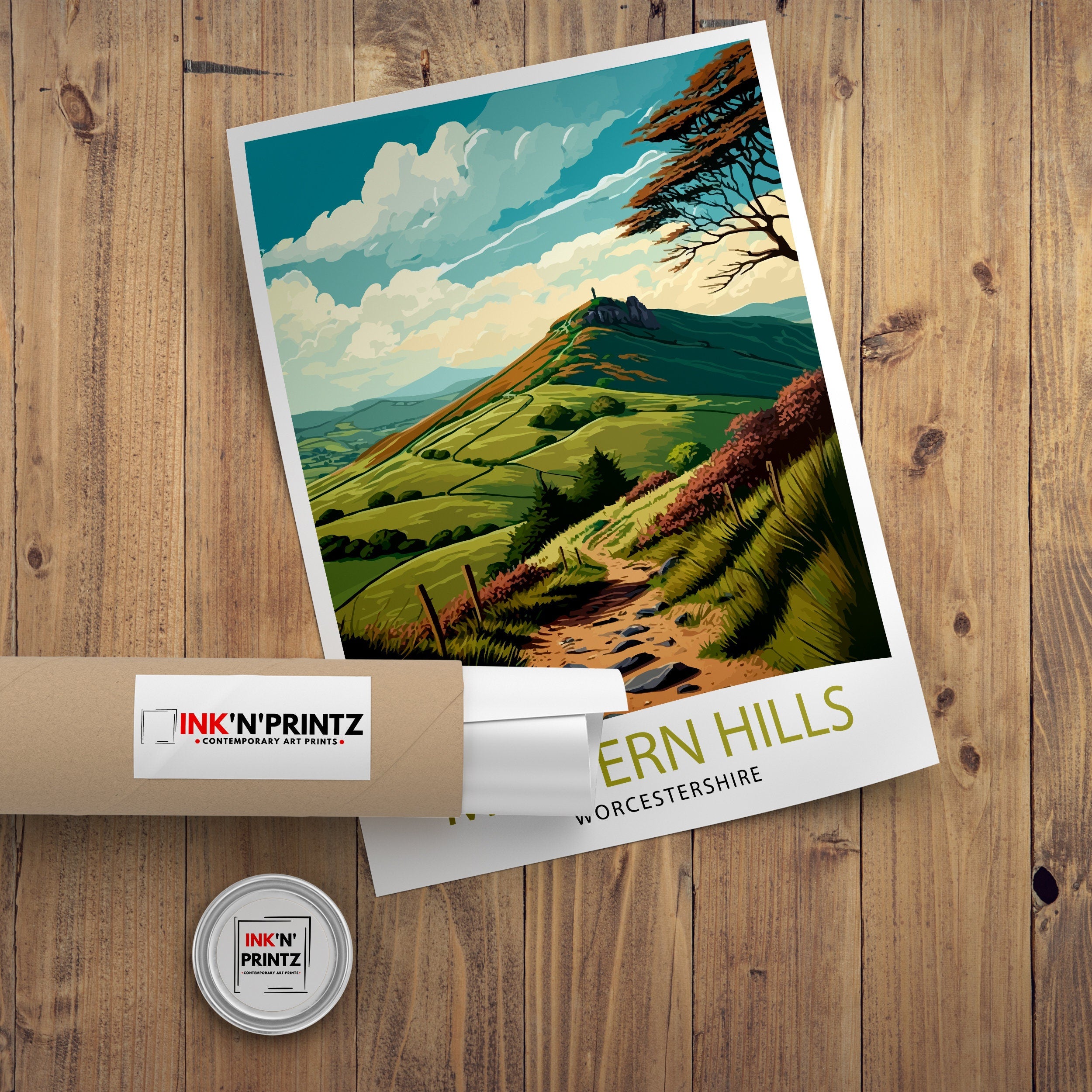 Malvern Hills Travel Poster | Worcestershire Landscape Print