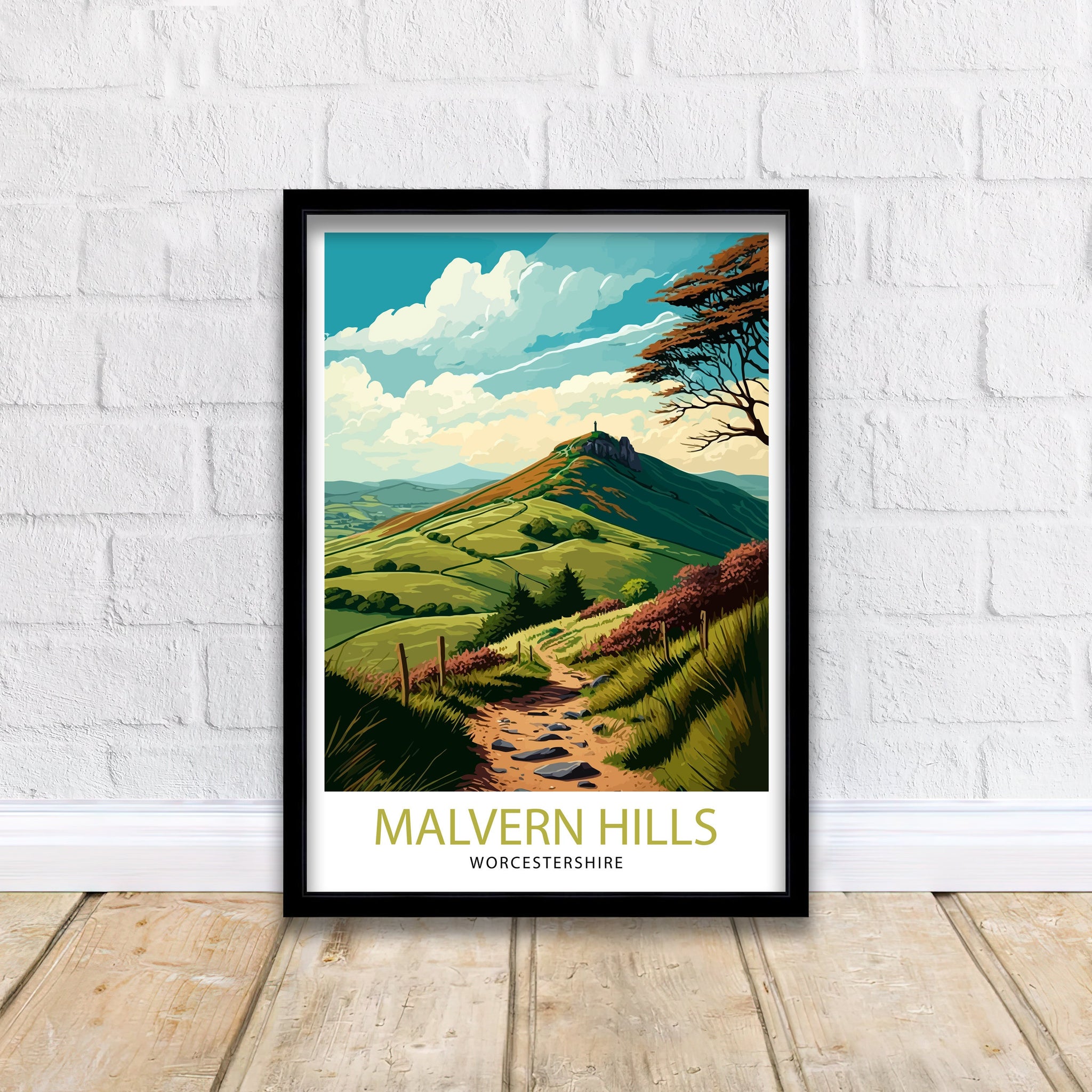 Malvern Hills Travel Poster | Worcestershire Landscape Print