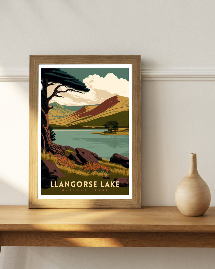 Llangorse Lake Brecon Beacons Travel Poster Llangorse Lake