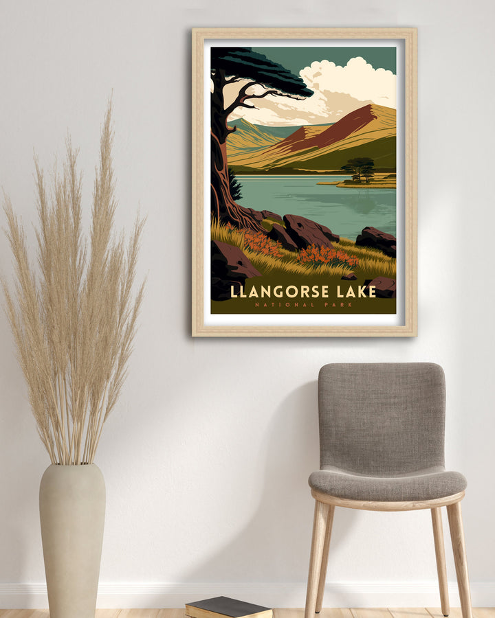 Llangorse Lake Brecon Beacons Travel Poster Llangorse Lake