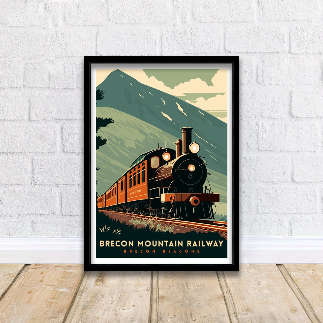 Brecon Beacons Mountain Railway Poster Wales Train Wall Art Decor Train Travel Poster Gift for Train Enthusiasts Brecon Beacons Railway Art