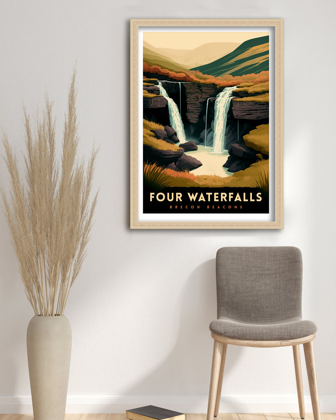 Four Waterfalls Walk Brecon Beacons Travel Poster Brecon Beacons