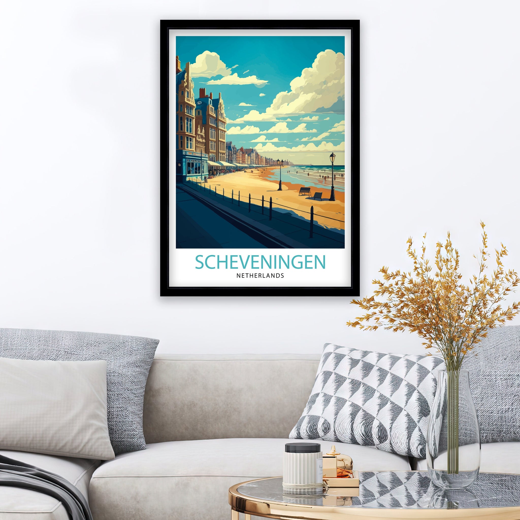 Scheveningen Netherlands Travel Poster, Seaside Art Print