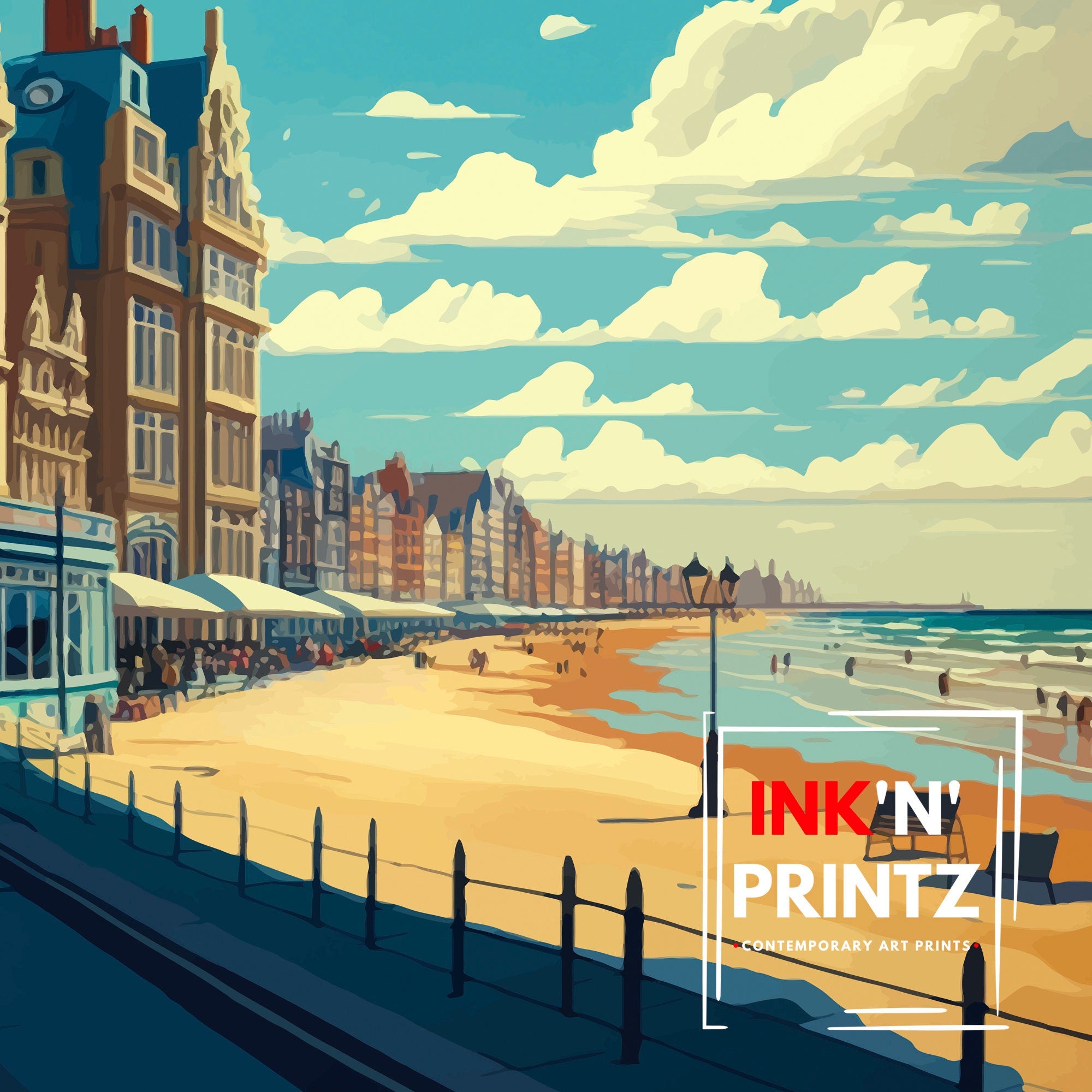 Scheveningen Netherlands Travel Poster, Seaside Art Print