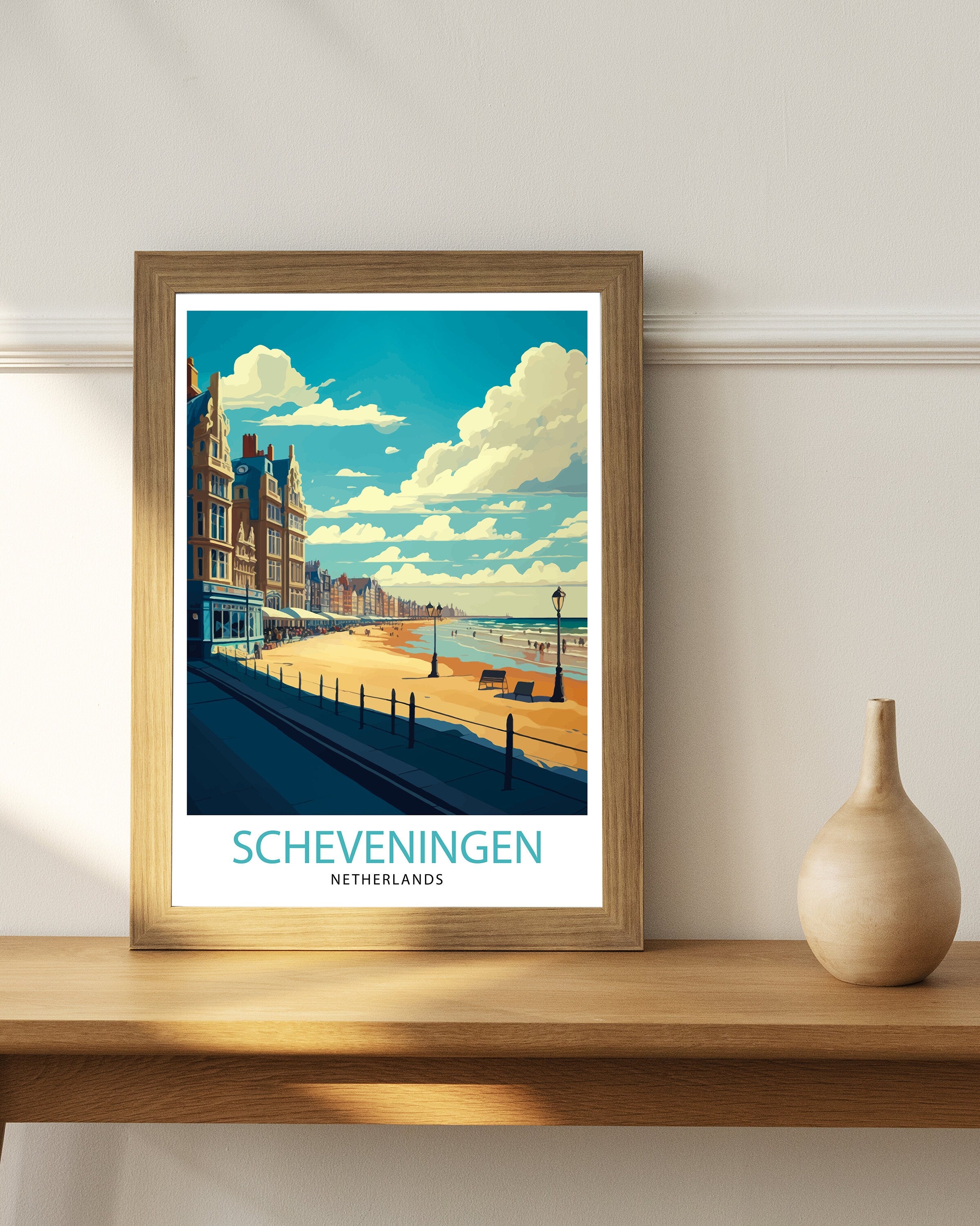 Scheveningen Netherlands Travel Poster, Seaside Art Print